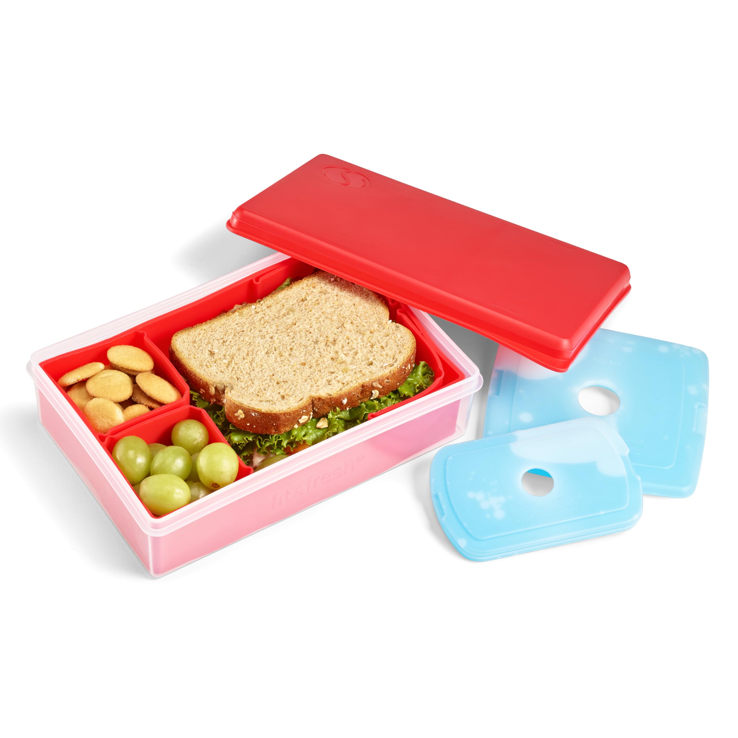 Fit & Fresh Collection Multi-Flex Bento Box with 2 Removeable Ice Packs, Adjustable Divided Meal Carrier Lunch Container, BPA-Fr