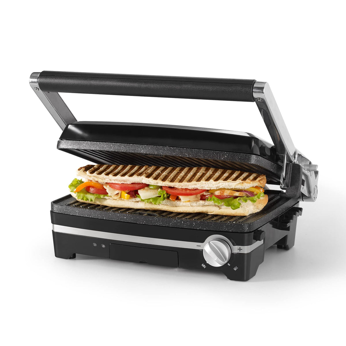 Starfrit 024505-002-0000 The Rock 1,500-Watt Panini Maker With Reversible Plates