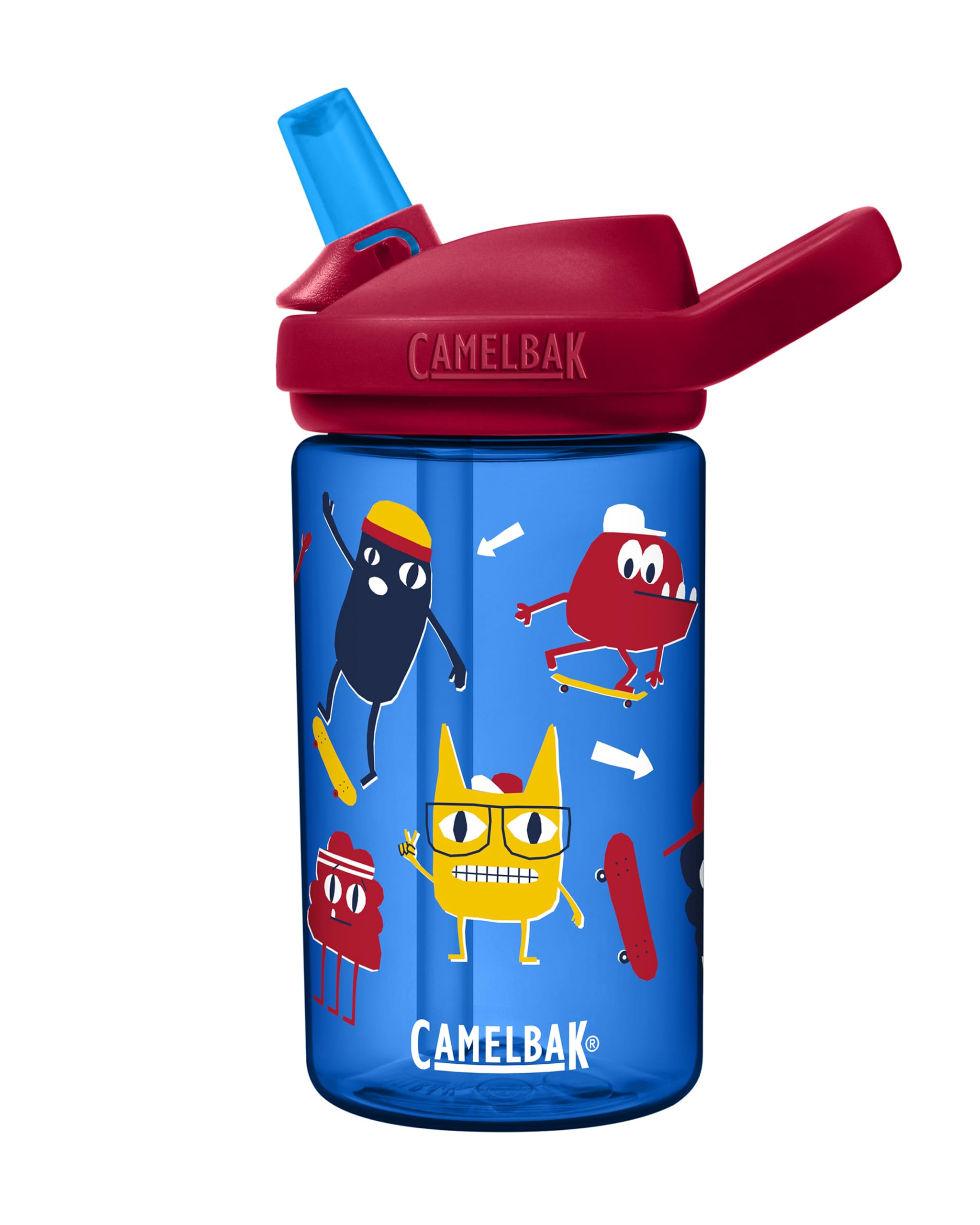 CamelBak eddy+ 14 oz Kids Water Bottle with Tritan Renew - Straw Top  Leak-Proof When Closed  Skate Monsters
