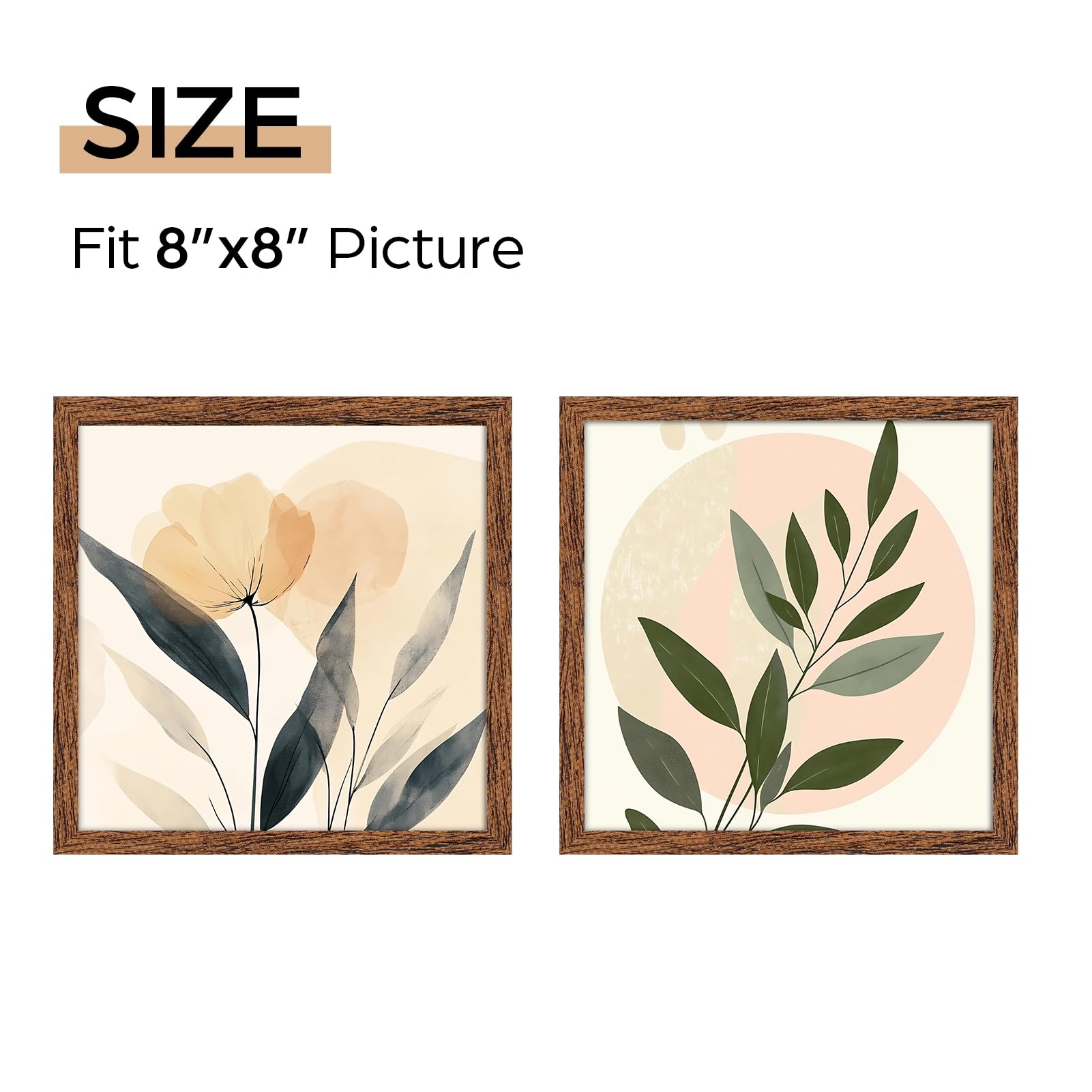 Giftgarden 8x8 Picture Frame Walnut Brown, 8 by 8 Thin Square Photo Frame for Gallery Wall Tabletop Display, Single