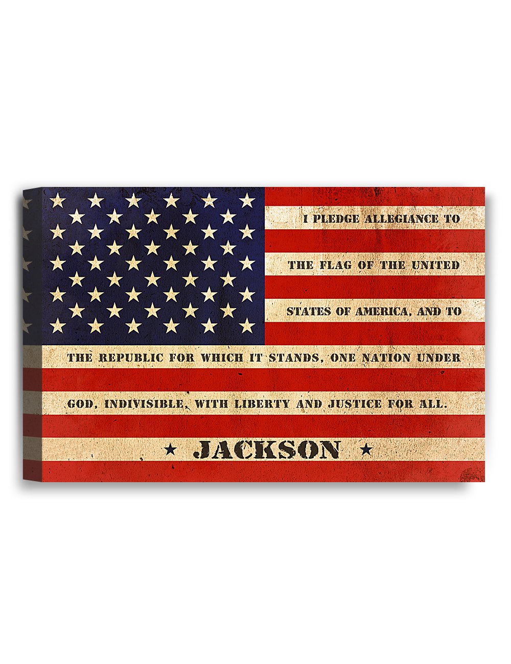 Ipic - American Flag, Personalized Canvas Print With Family Name And Oath, Custom Canvas Wall Art For Independent Day, Thanksgiv
