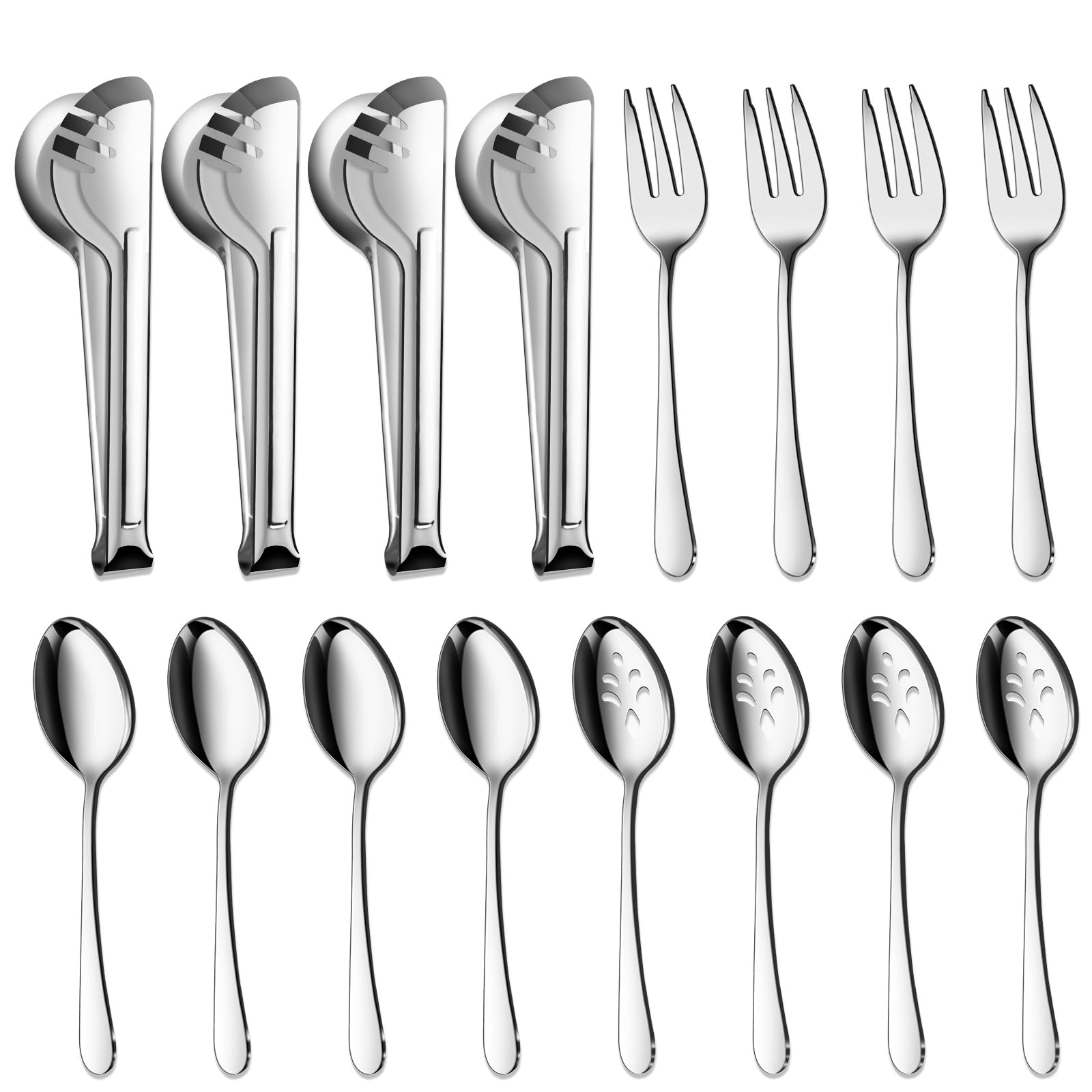 Bewos Serving Utensils, 16-Piece Large Serving Set, 9.1    Serving Spoons, 9.1    Slotted Spoons, 9.1    Serving Forks, 9.5    S