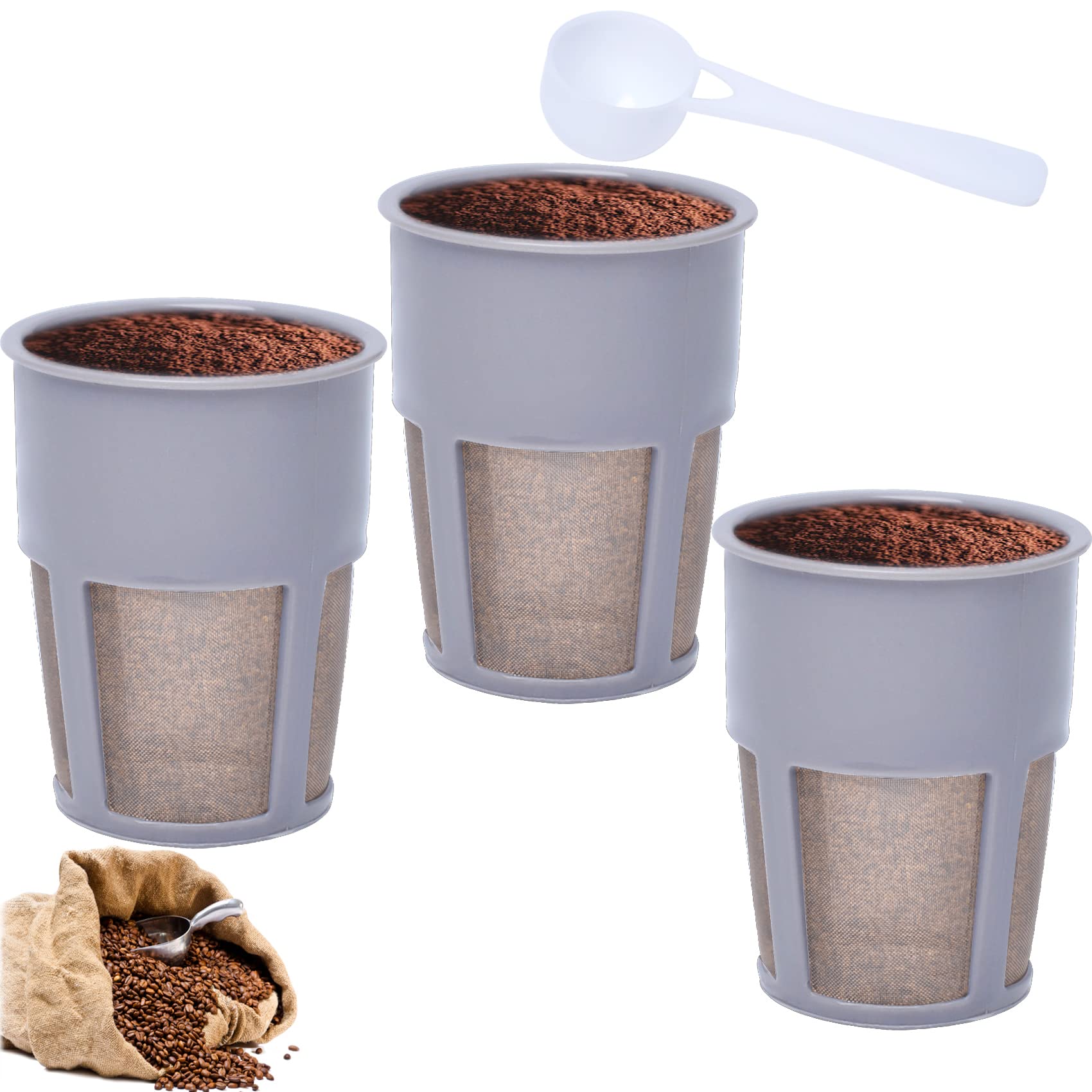 Podoy K400 Reusable Coffee Filter Inner For Compatible With Keurigg My K Cup 2.0 K250 K300/350/375 /450/475 Grey Universal Extra