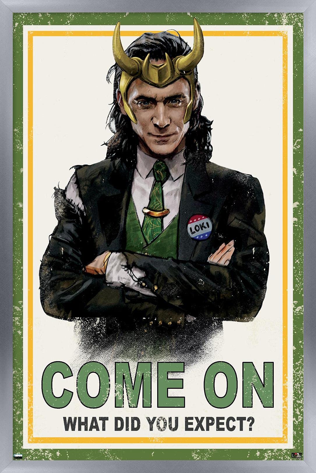 Trends International Marvel Loki-What Did You Expect Wall Poster, 14.725'' X 22.375'', Silver Framed Version