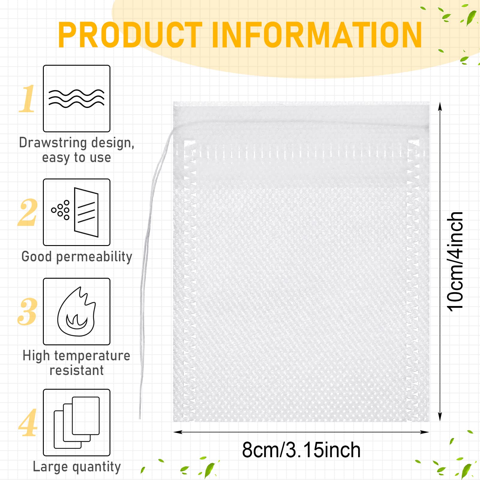 1000 Pcs Tea Bags For Loose Leaf Tea Filter Bags Disposable Empty Tea Bags For Loose Leaf Tea With Drawstring For Spice Sachet B