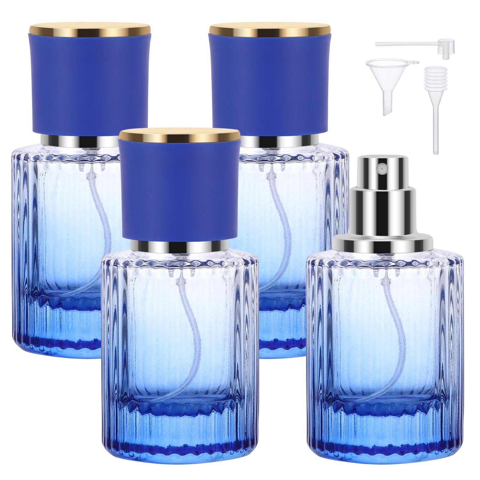 Segbeauty 1Oz Glass Travel Cologne Sprayer, Blue Perfume Spray Bottles Refillable, 4Pcs 30Ml Empty Perfume Bottle For Women, Lar