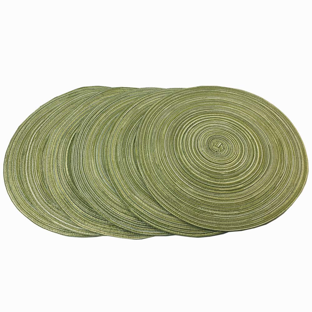 Red-A,Placemats,Round Placemats For Dining Table Set Of 6 Woven Heat Resistant Non-Slip Kitchen Table Mats Diameter 14 Inch(Gree