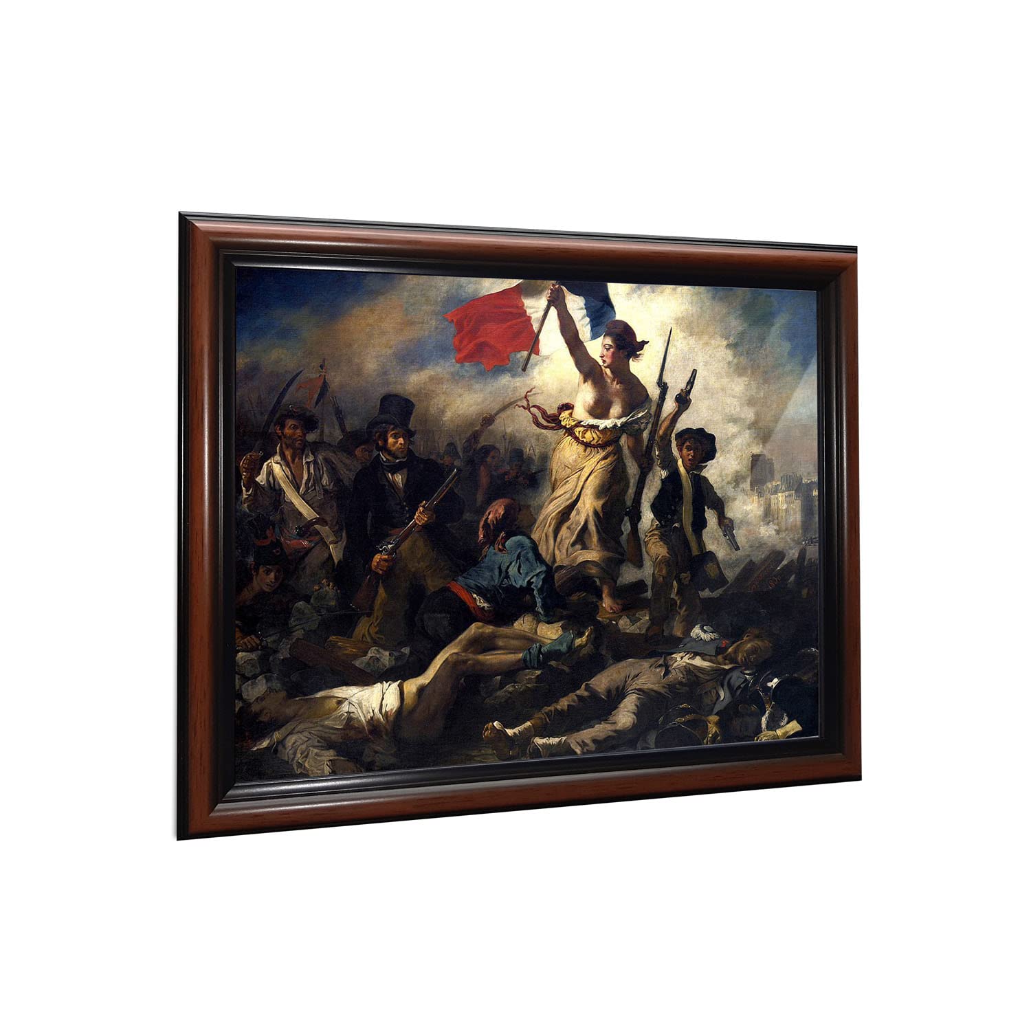 Crossroads Home Dcor Liberty Leading The People Framed Print By Eugene Dalacroix, World Famous Wall Art Collection, Enjoy This F