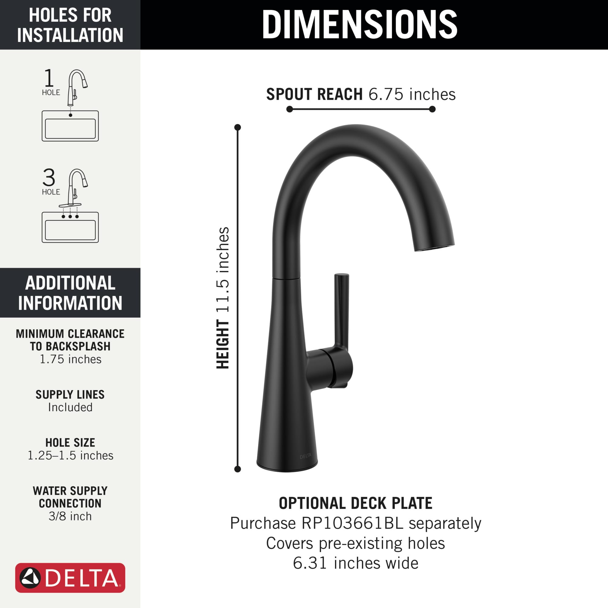 Delta Faucet Bar Faucet Black, Bar Sink Faucet Single Hole Black, Wet Bar Faucets, Prep Sink Faucet, Faucet For Bar Sink, Matte