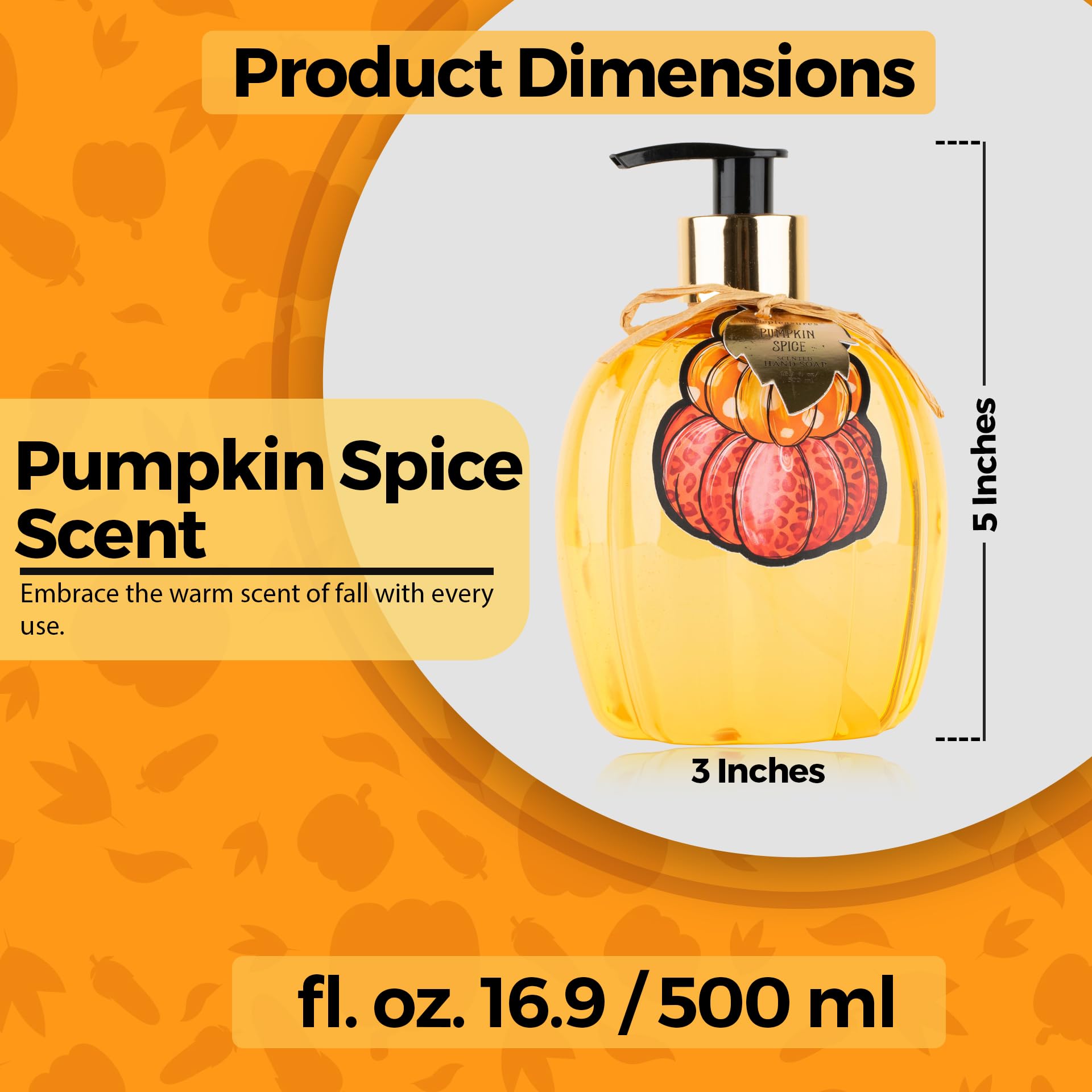 Novelty Decor Plastic Hand Soap Dispenser: Simple Pleasures Pumpkin Shaped Bottle With Scented Liquid Soap - Decorative Hand Pum