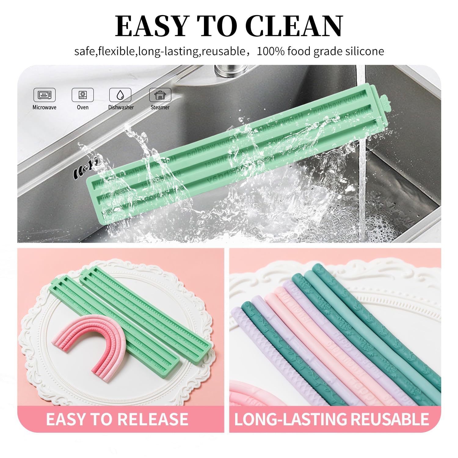 Kalaien Hemp Rope Fondant Chocolate Molds,Happy Birthday Silicone Molds For Clay, Iod Molds For Air Dry Clay, Candy Chocolate Ba