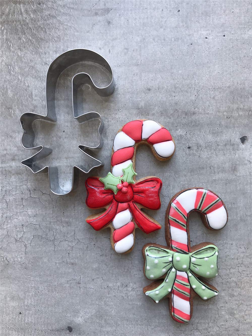 Liliao Christmas Candy Cane With Bow/Ribbon Cookie Cutter - 2.8 X 4.3 Inches - Stainless Steel