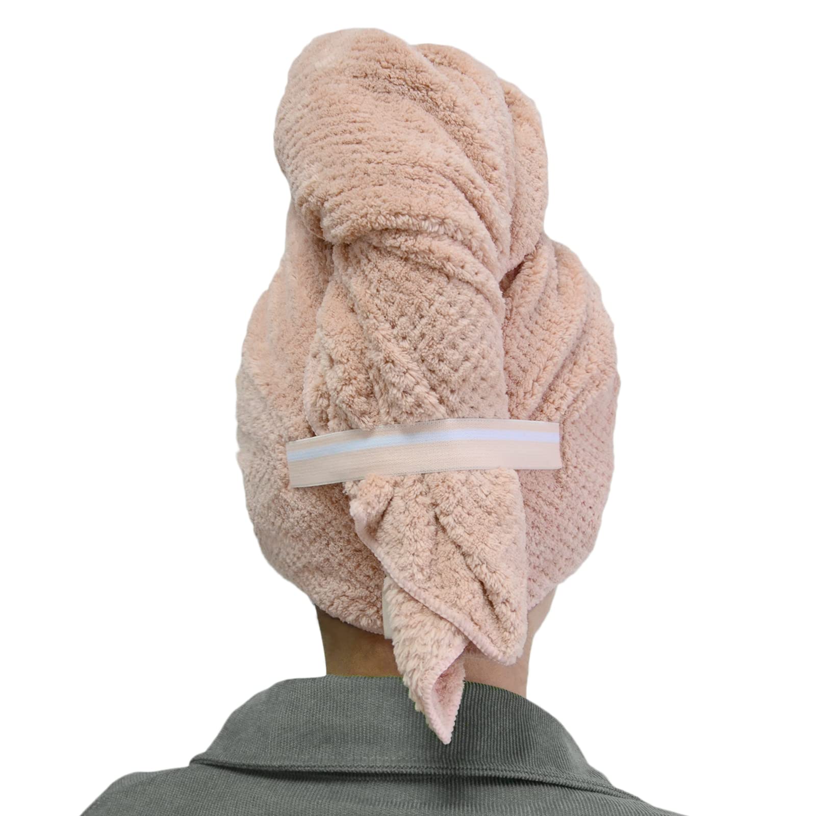 Chloven jumbo large Microfiber Hair Towel Wrap for Women,Anti Frizz Hair Drying Towel with Elastic Strap,Super Absorbent,Ultra-S