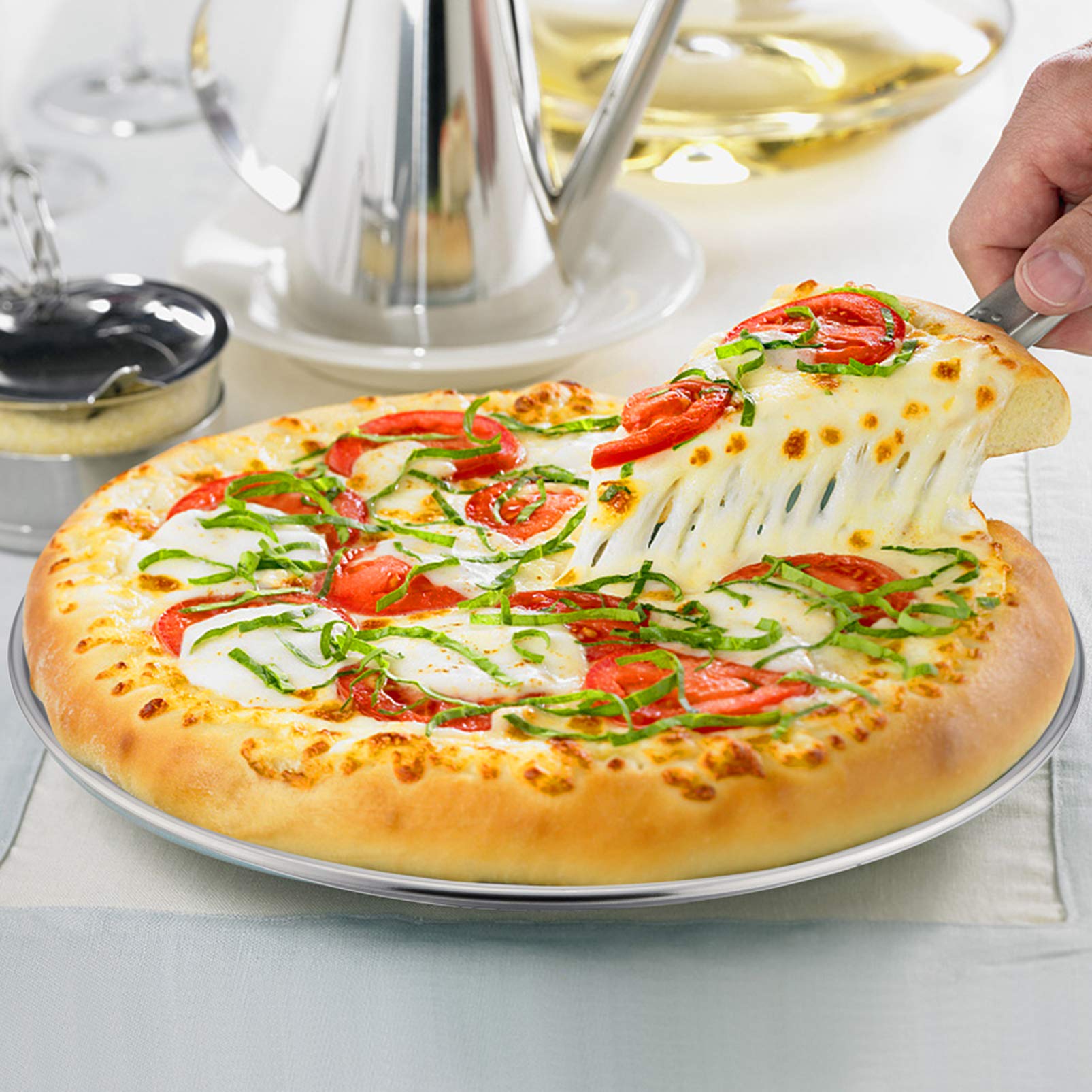 P&P Chef 10 Inch Pizza Pan Set Of 2, Stainless Steel Pizza Round Baking Trays, Crisper Oven Pan For Baking Serving, Healthy &Non