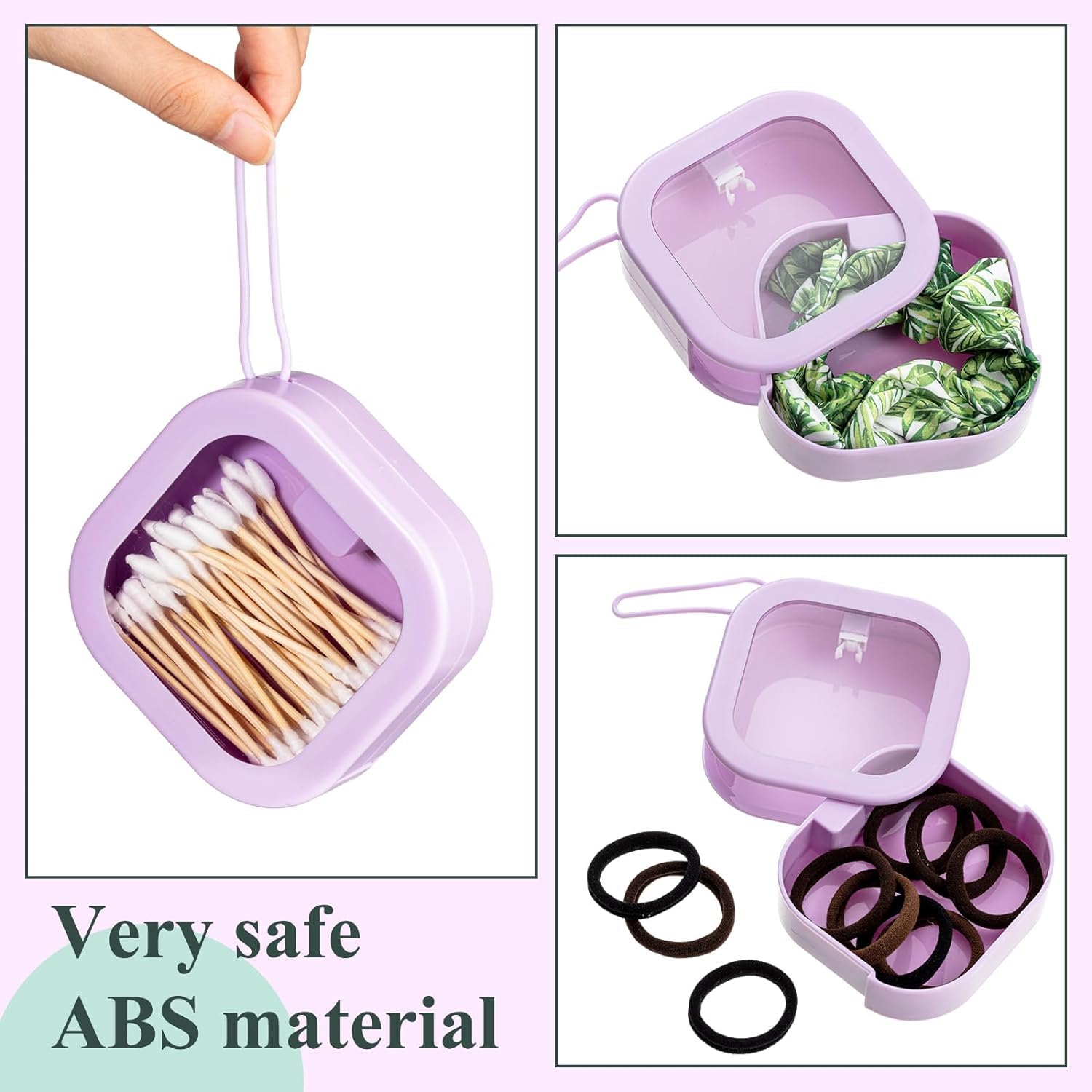 Esehgs 2Pcs Hair Tie Organizer,Portable Travel Qtip Holder,Bathroom Storage Organizer Qtip Dispenser Cotton Swabs Dispenser Kids