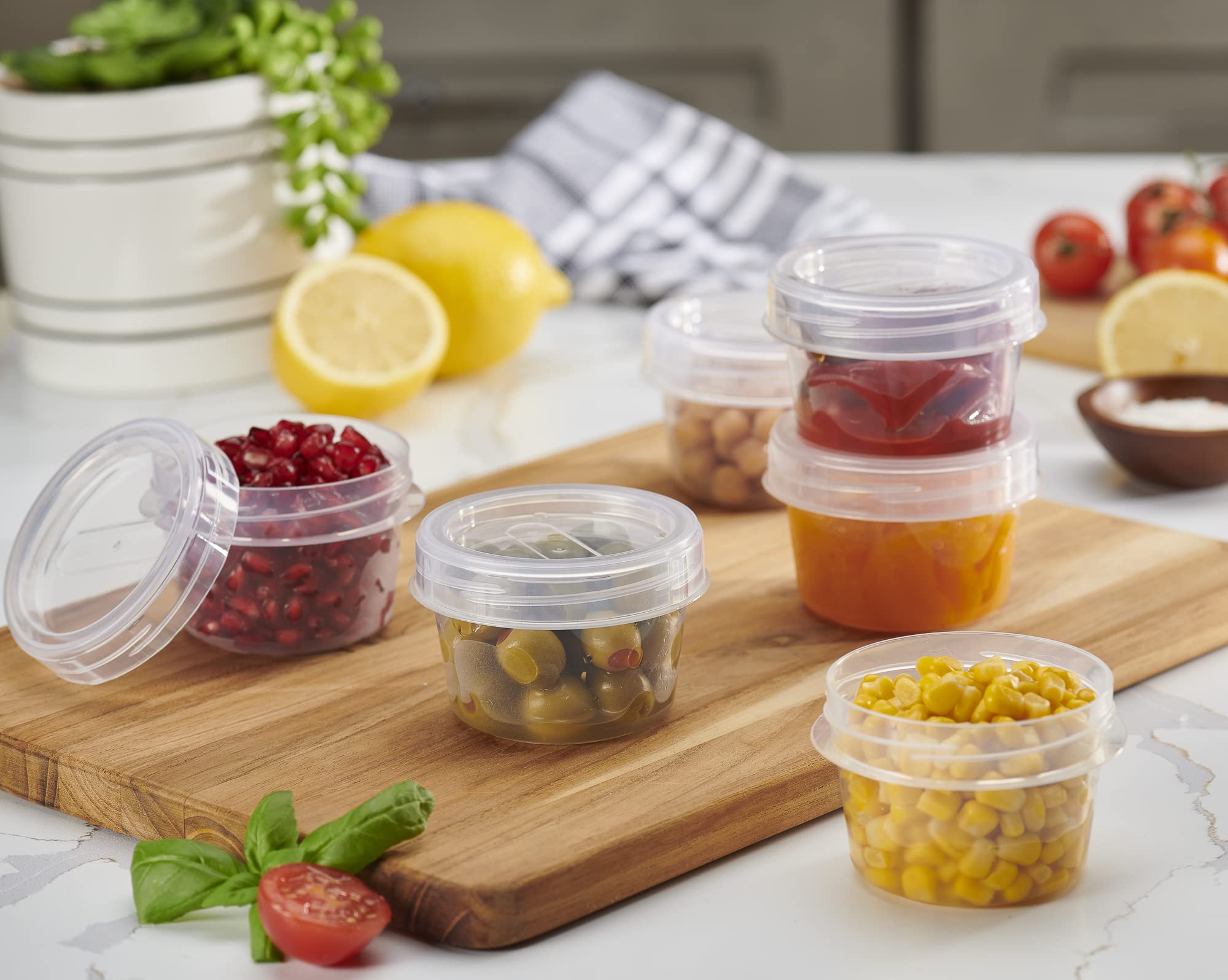 Plasticpro 6 Pack Twist Cap Food Storage Containers With Clear Screw On Lid- 4 Oz Reusable Meal Prep Containers - Small Freezer