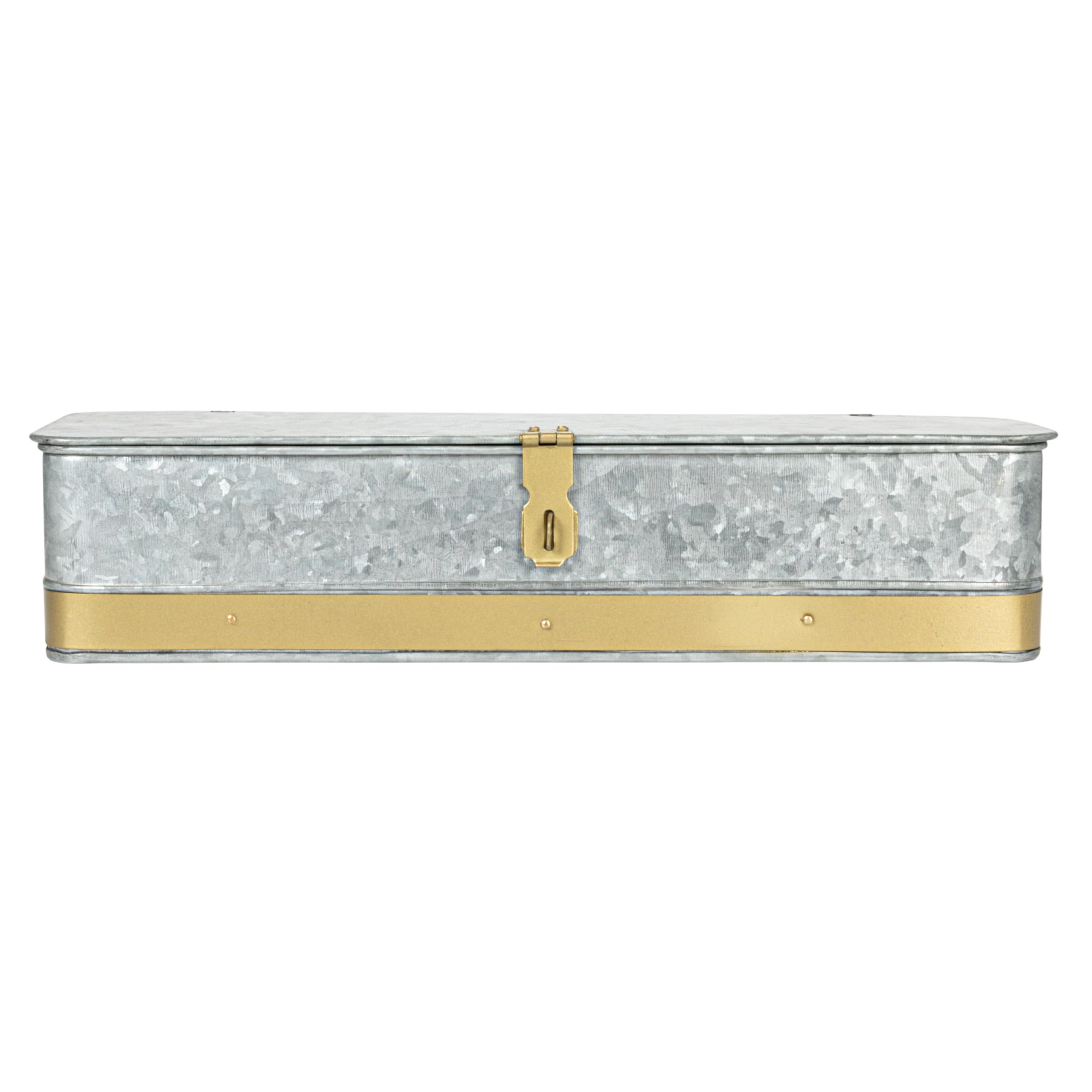 Creative Co-Op Nestable Rectangular Metal Storage Boxes with Hasp Lock, Silver, Set of 3