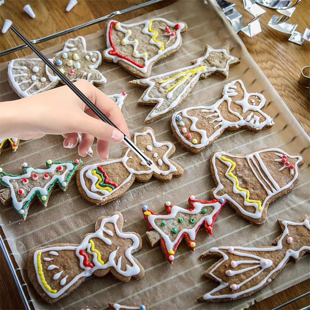 Whtchsu 15Pcs Cake Painting Brushes, Cake Decorating Brushes Kit Food Safe Paint Brush Tools,Sugar Cookie Painting Brushes Suppl