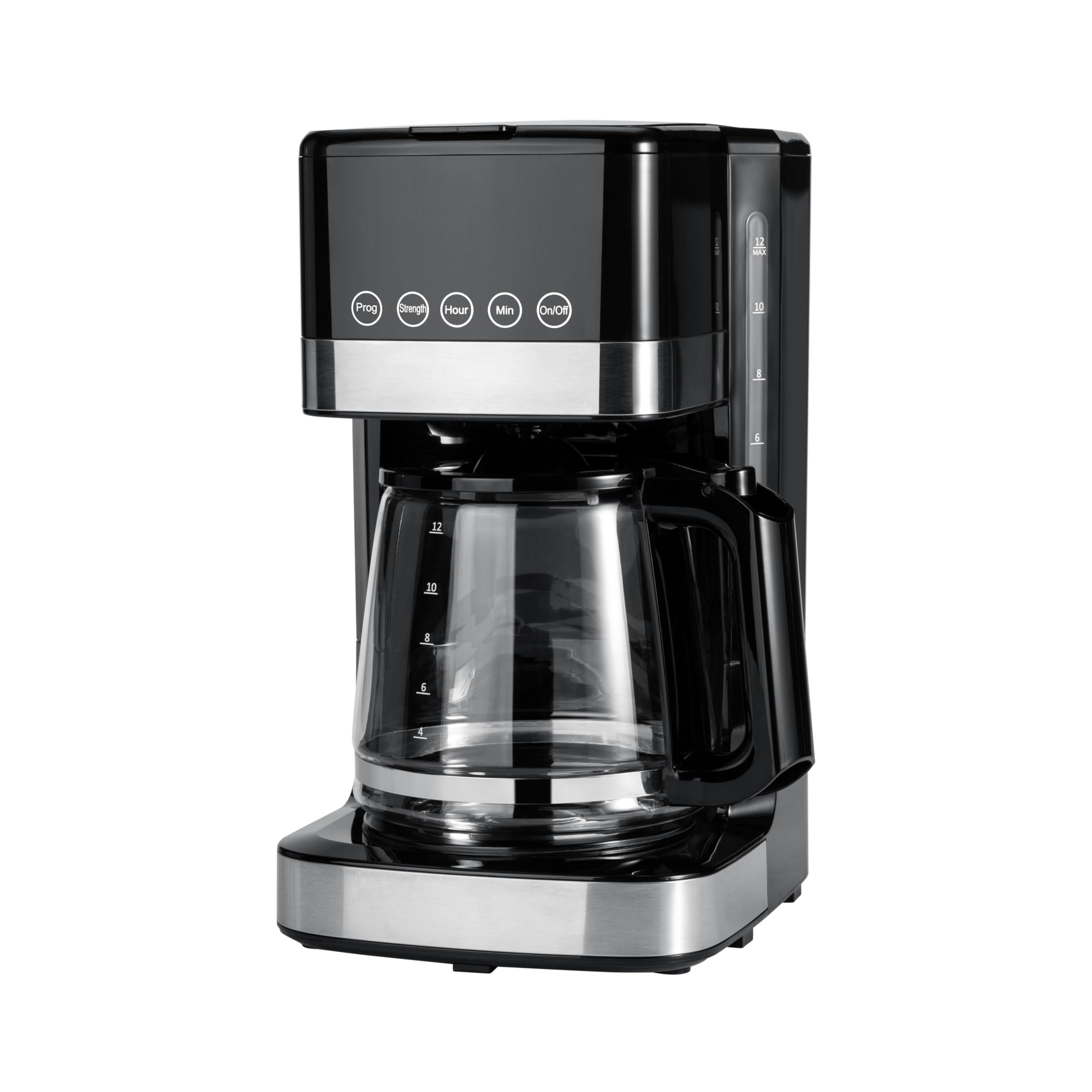 Amazon Basics Programmable 12 Cup Drip Coffee Maker, Coffee Machine with Glass Coffee Pot (1.9 Qt), Auto Shut-off, Touch Screen,