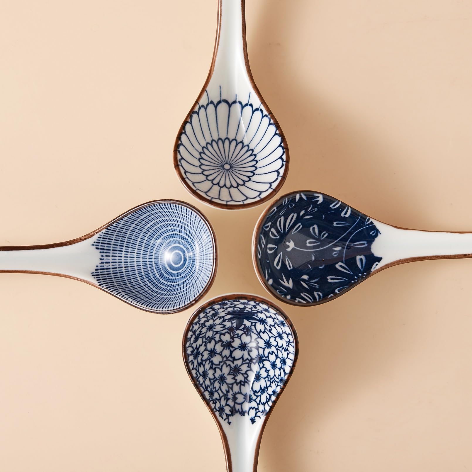 Wzyyee Asian Soup Spoons Set, Ceramic Soup Spoon Japanese Pho Miso Ramen Curries Spoons,Chinese Large Spoons Soup For Woton Nood