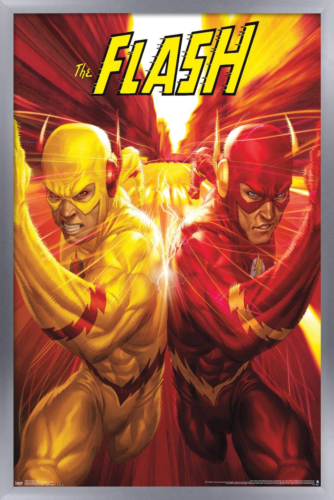 Trends International Dc Comics - The Flash And The Reverse Flash - Race Wall Poster, 14.725'' X 22.375'', Silver Framed Version
