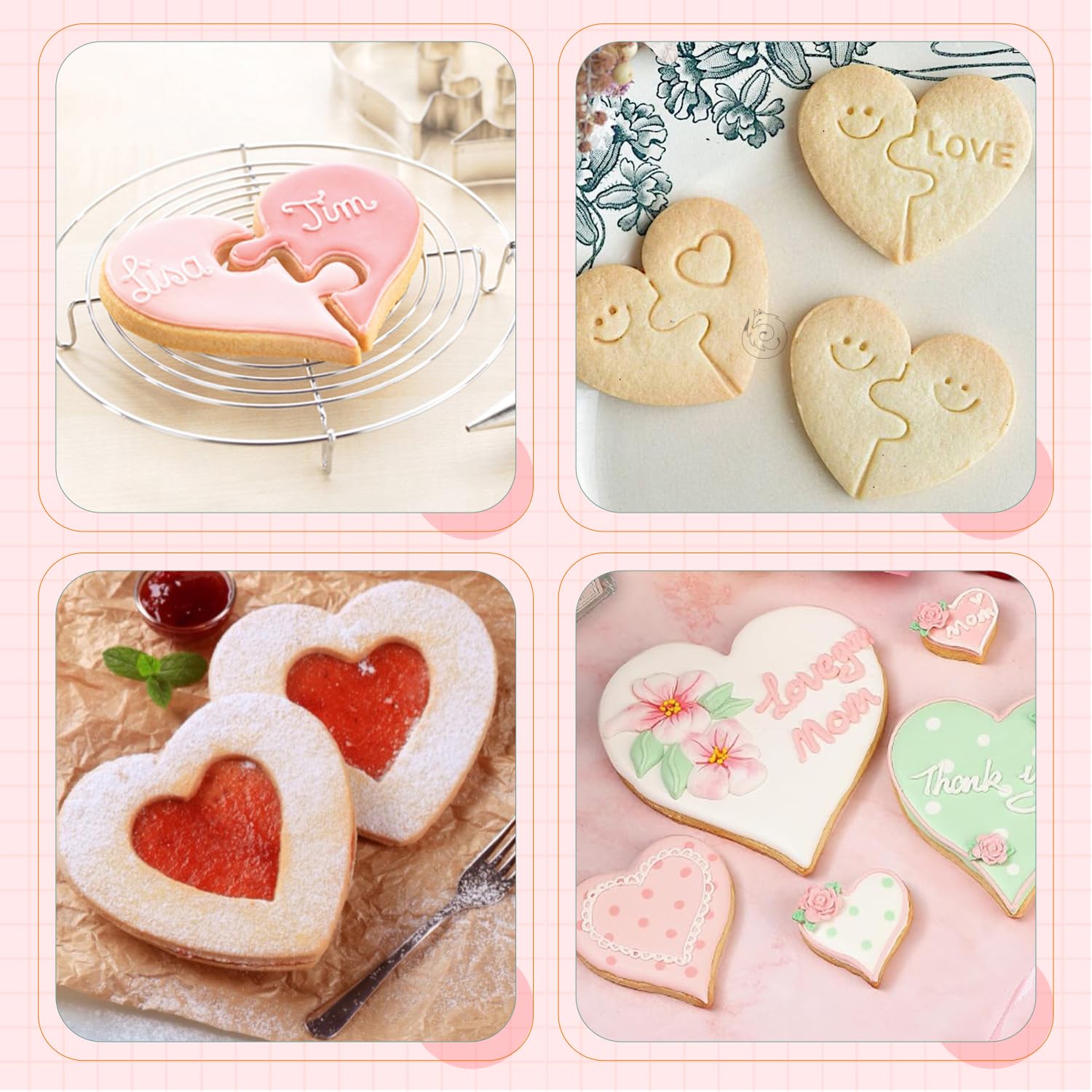Kalaien Valentine Heart Shaped Cookie For Two Cutters Heart Puzzle Cookie Cutters