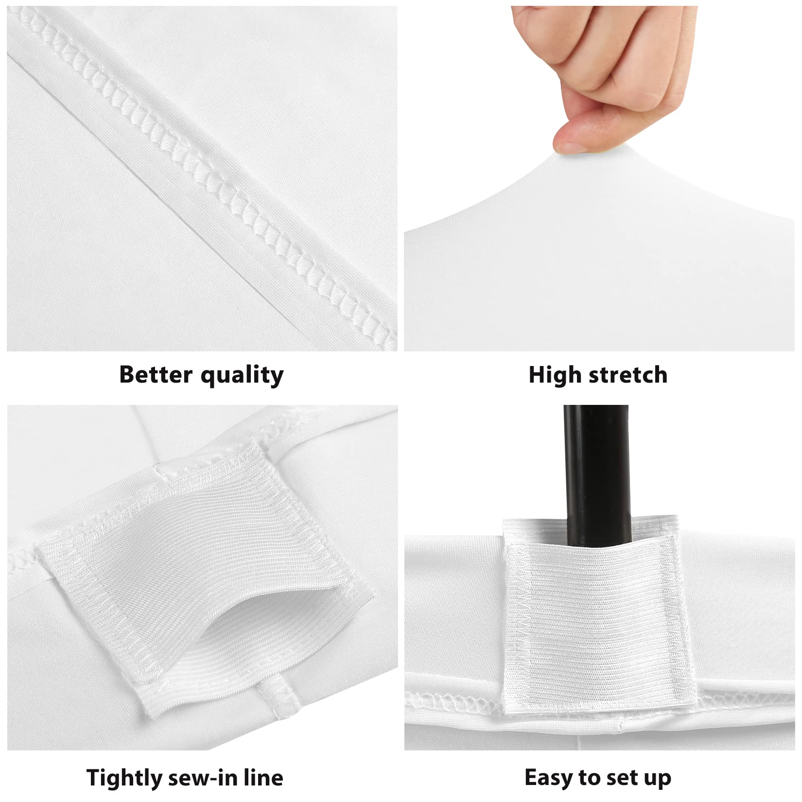 Bddc Table Covers For 8 Foot Tables, Spandex Table Covers 8Ft, White Table Cloths Rectangle 8Ft For Events, Wedding, Banquets &