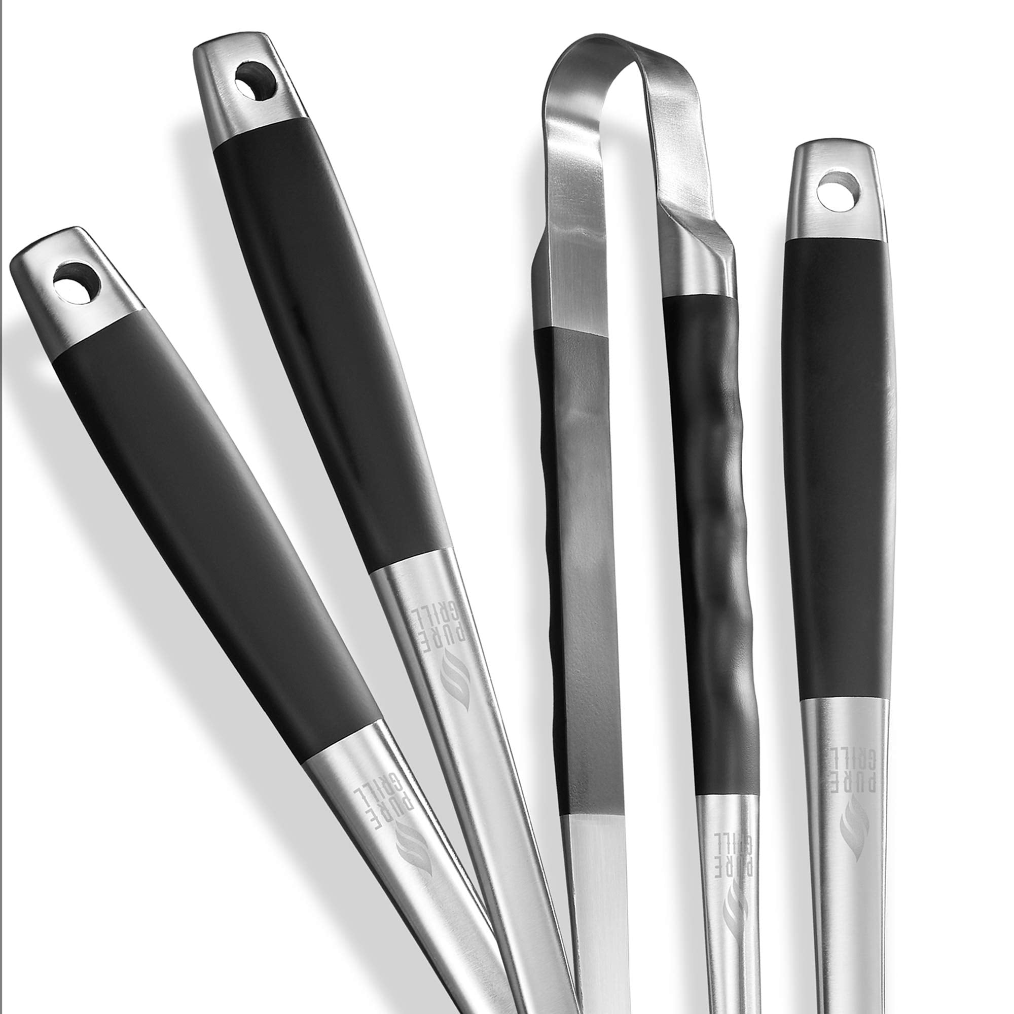 Pure Grill 4-Piece Stainless Steel Bbq Tool Utensil Set - Professional Grade Barbecue Accessories