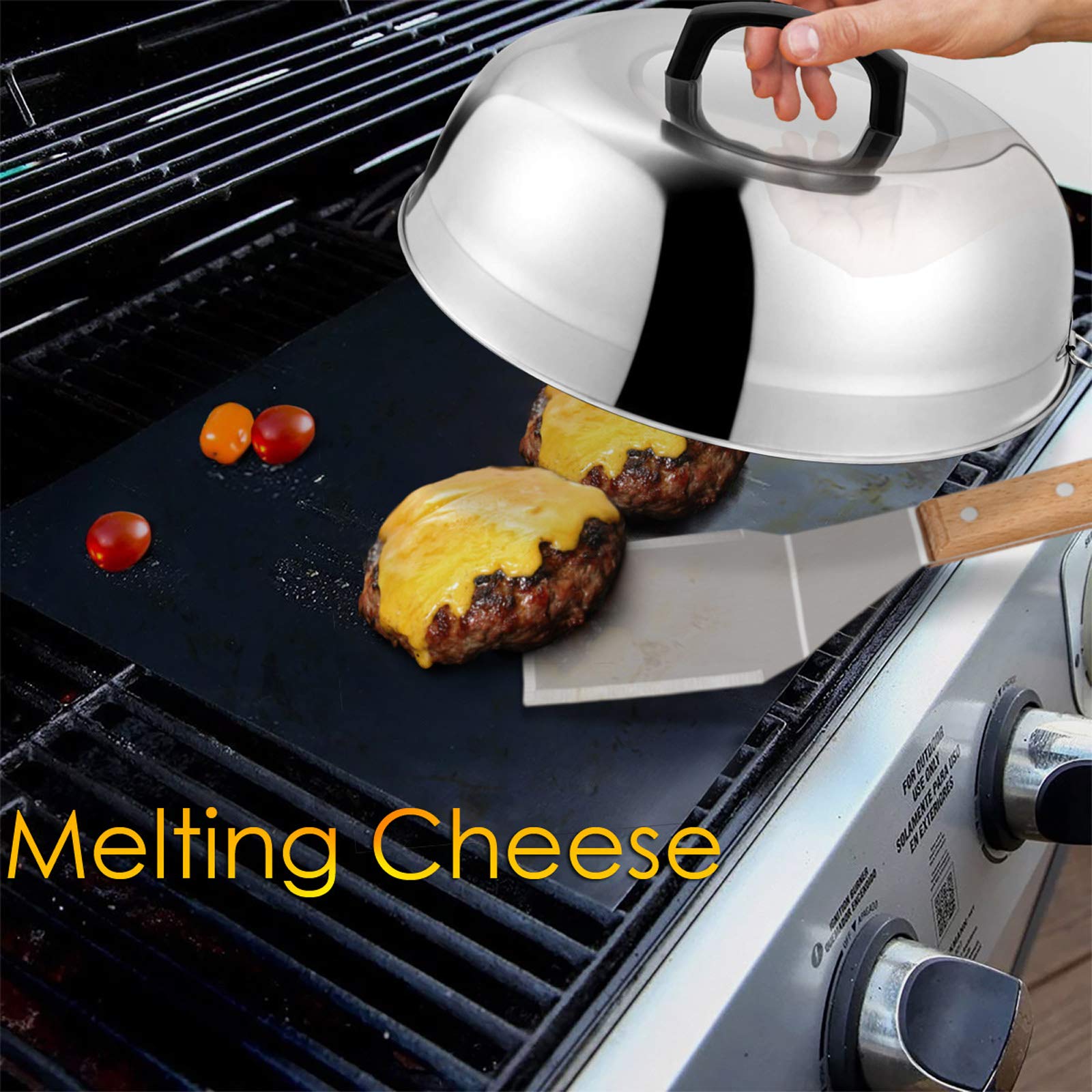 12 Inch Cheese Melting Dome, Hasteel Heavy Duty Round Basting Steam Cover, Stainless Steel Griddle Grill Accessories For Flat To