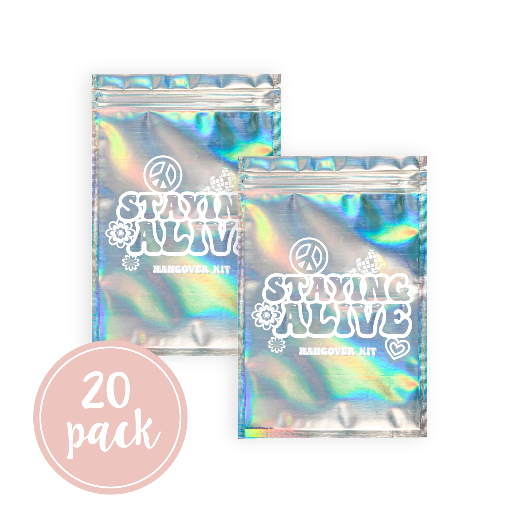 Stayin' Alive Bachelorette Party Hangover Kits (20 Pack) | Last Disco Hangover Kit Bags | Bachelorette Recovery Kit | 21St Birth