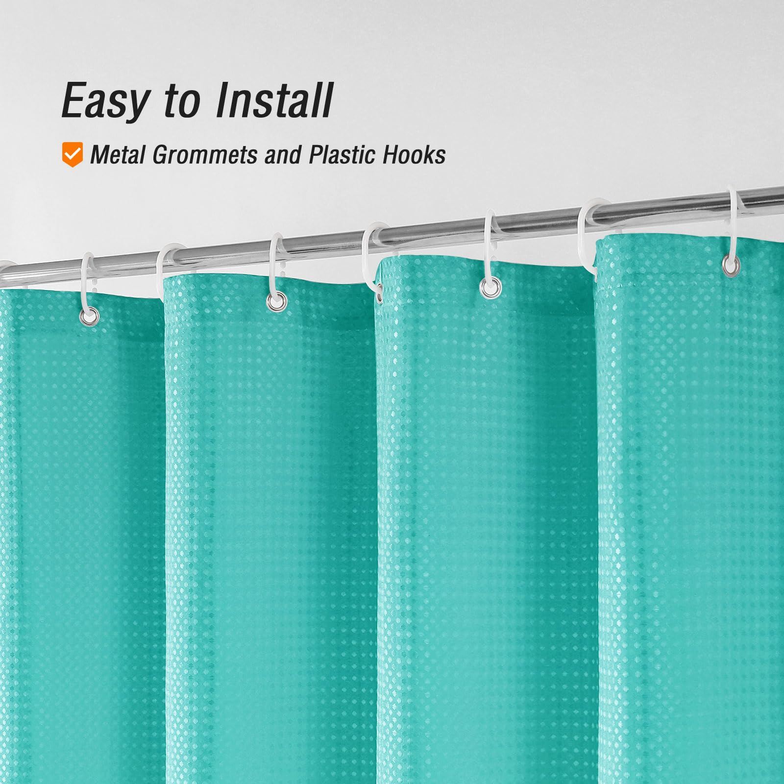 Gibelle Ombre Shower Curtain  Teal Grey Gradient Fabric Shower Curtain  Waffle Weave Textured Bathroom Curtains Shower Set with Hooks  Water Repellent and Machine Washable  72 x 72