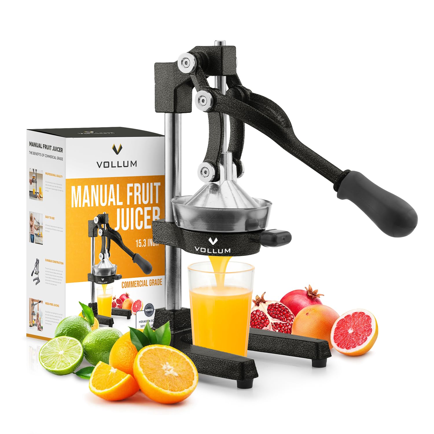 Manual Fruit Juicer,Commercial Grade Home Citrus Lever Squeezer For Oranges, Lemons, Limes, Grapefruits And More,Stainless Steel