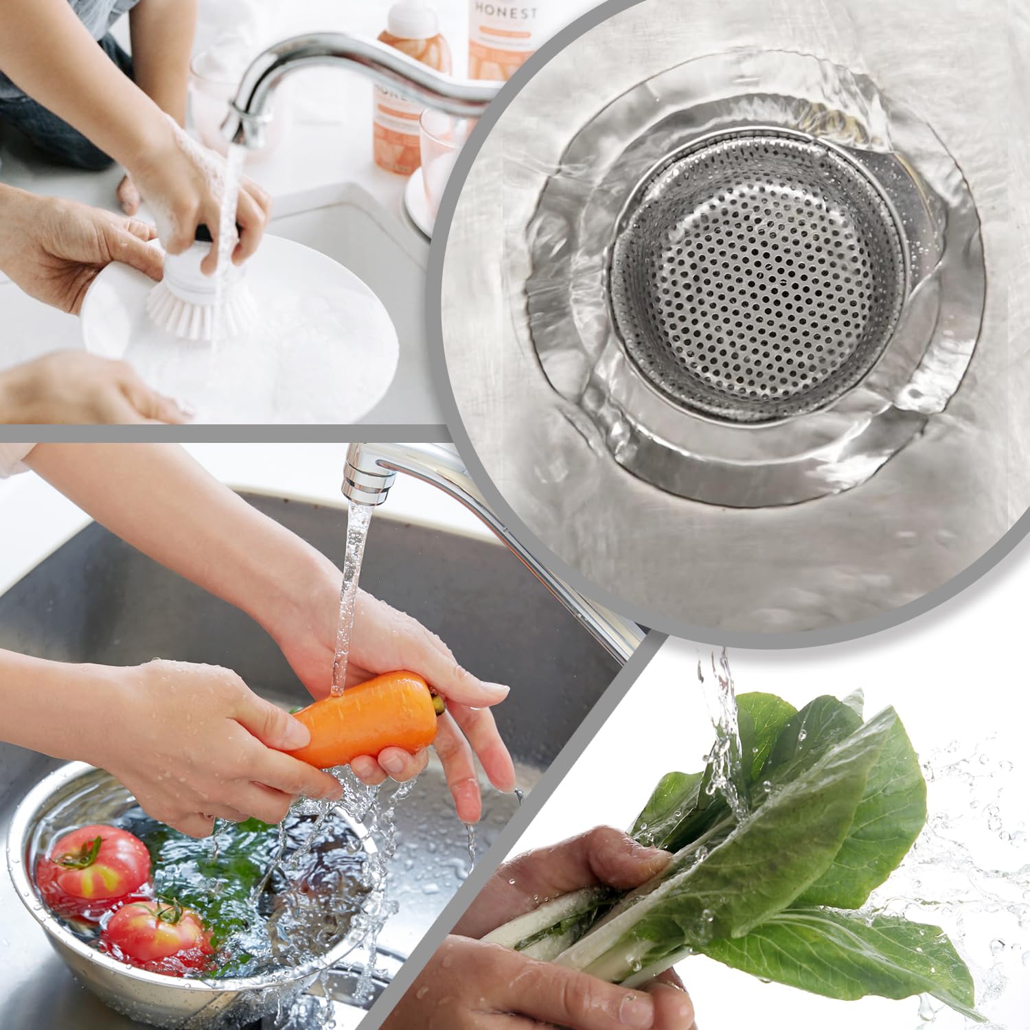 Iafand 4 Pcs Sink Drain Strainer, Stainless Steel Kitchen Sink Strainer Drain Plug Filter Strainer With Large Wide Rim 4.5'' For