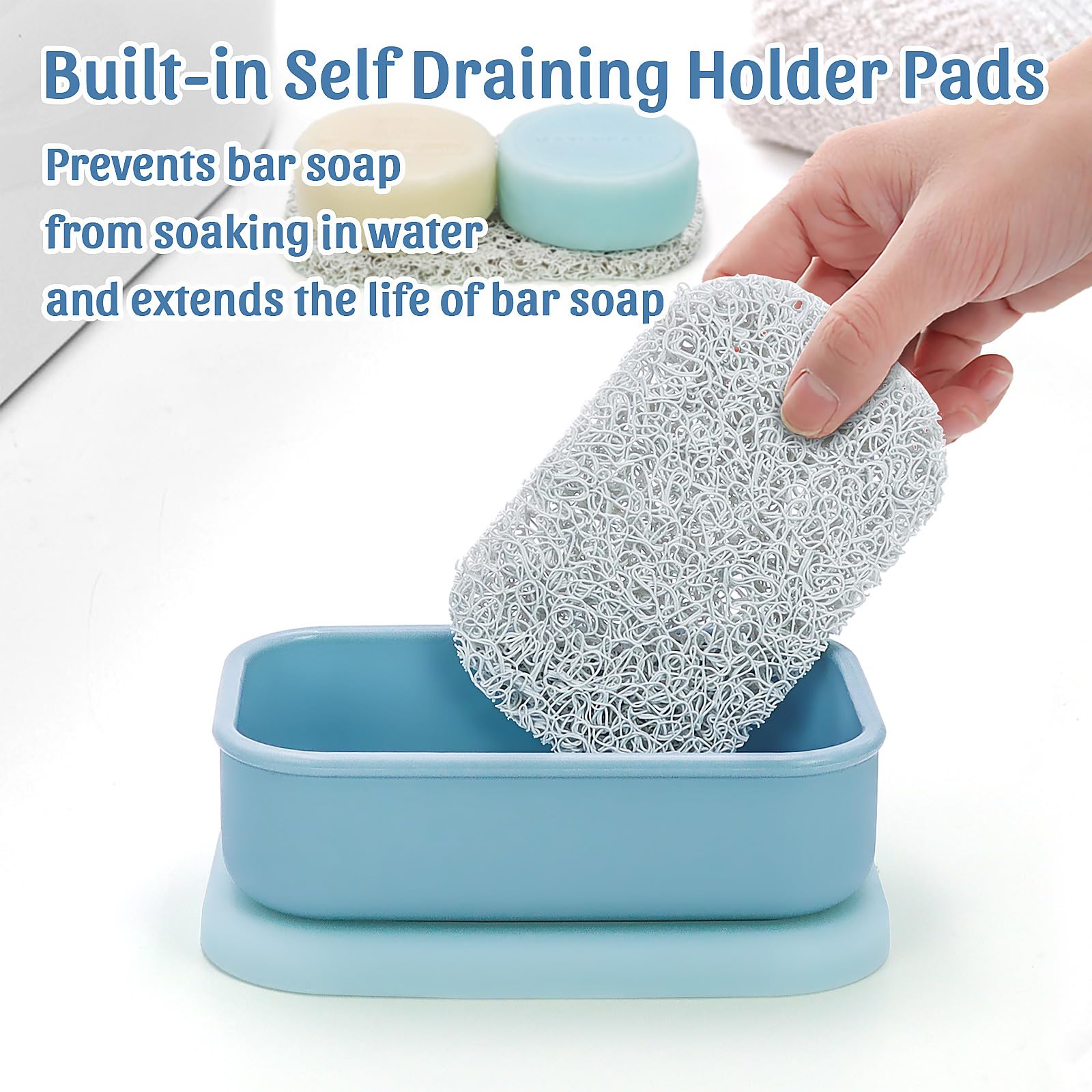 Enhanced Leak Proof Travel Soap Case, Shampoo Bar Holder, Large Silicone Soap Container With Drainage Layer, Portable Bar Soap H