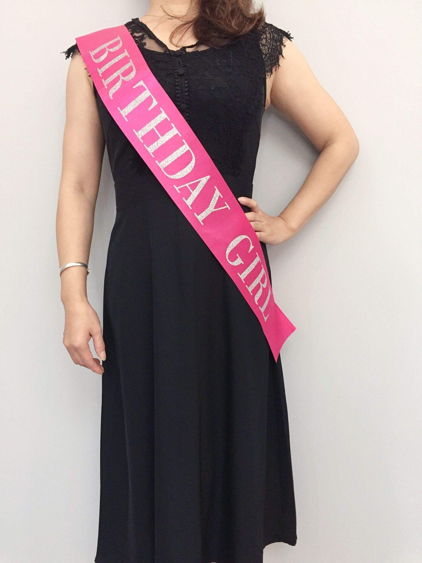 Birthday Girl Sash For Women,Pink Satin Silver Glitter Sash,Happy Birthday Princess Party Decorations,Women'S Birthday Party Sup