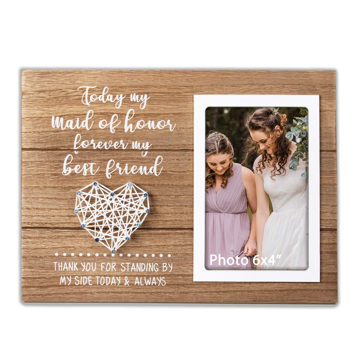 VILIGHT Bridesmaid Gifts - Maid of Honor Rustic Picture Frame - 4x6 Inches Photo