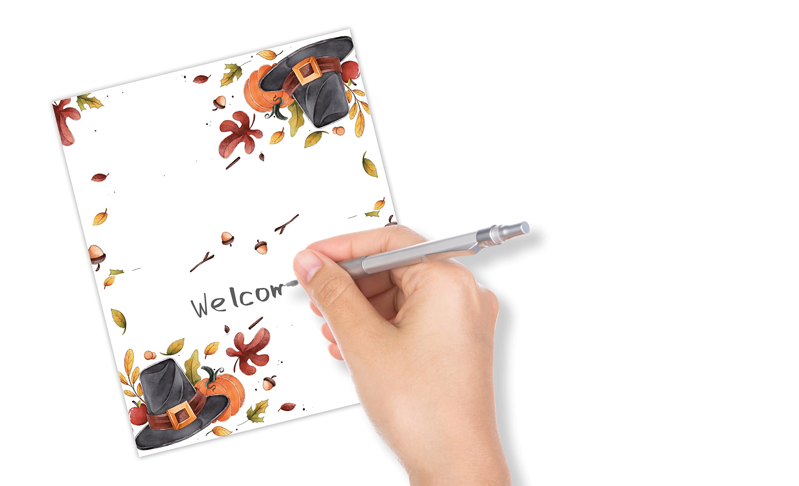 Table Place Card, Fall Thanksgiving Themed Tent Style Cards, Pack Of 25 Half-Fold Reception Place Card With Top Hat And Pumpkin,
