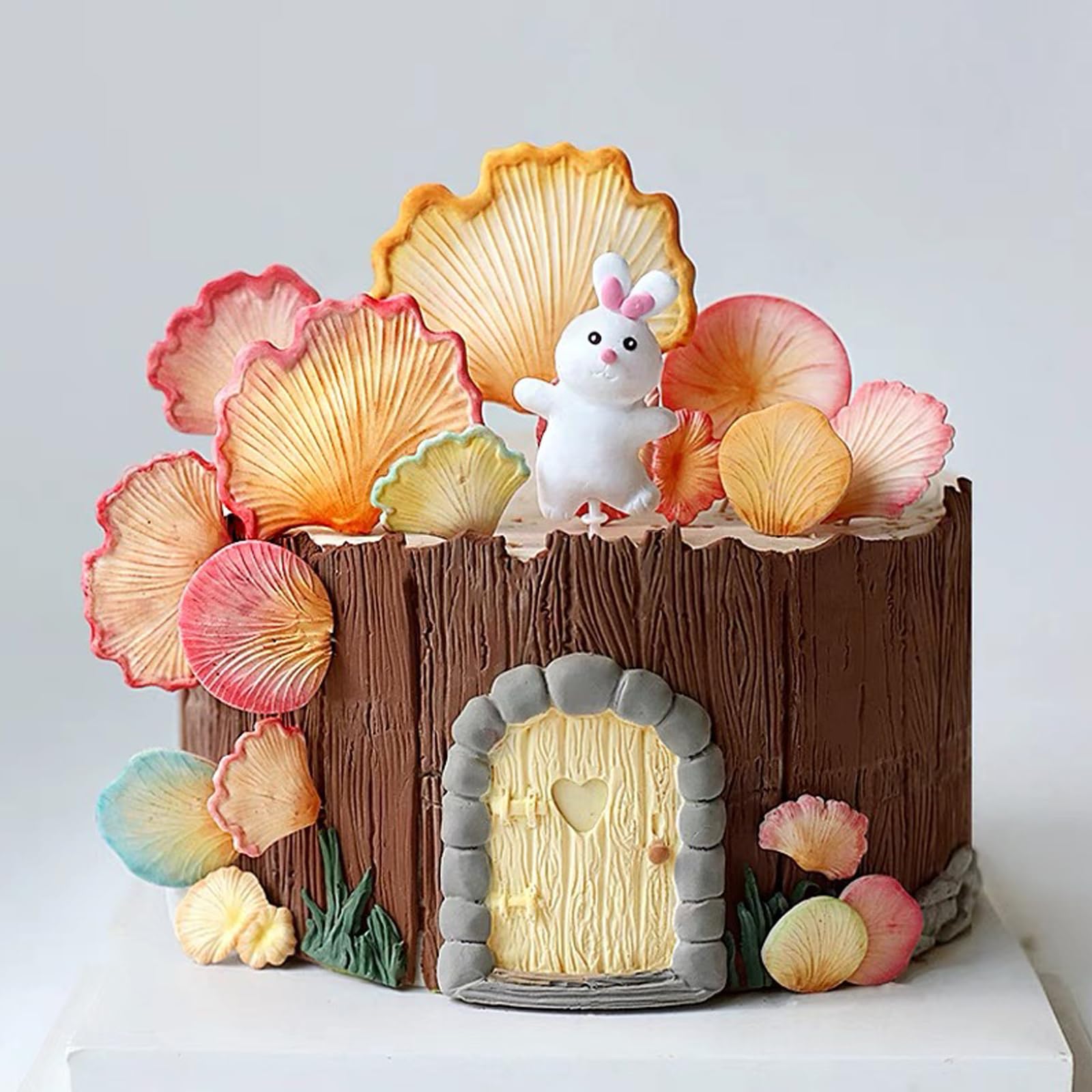 Fungi Fondant Molds 2 Pcs, Plant Mushroom Cake Decoration Silicone Molds, Ginkgo Biloba Candy Chocolate Molds, Flower Paste Gum