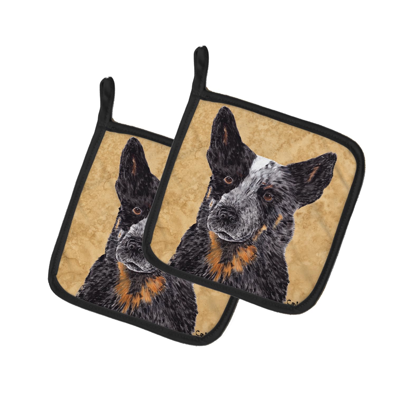 Caroline'S Treasures Sc9141Pthd Australian Cattle Dog Wipe Your Paws Pair Of Pot Holders Kitchen Heat Resistant Pot Holders Sets