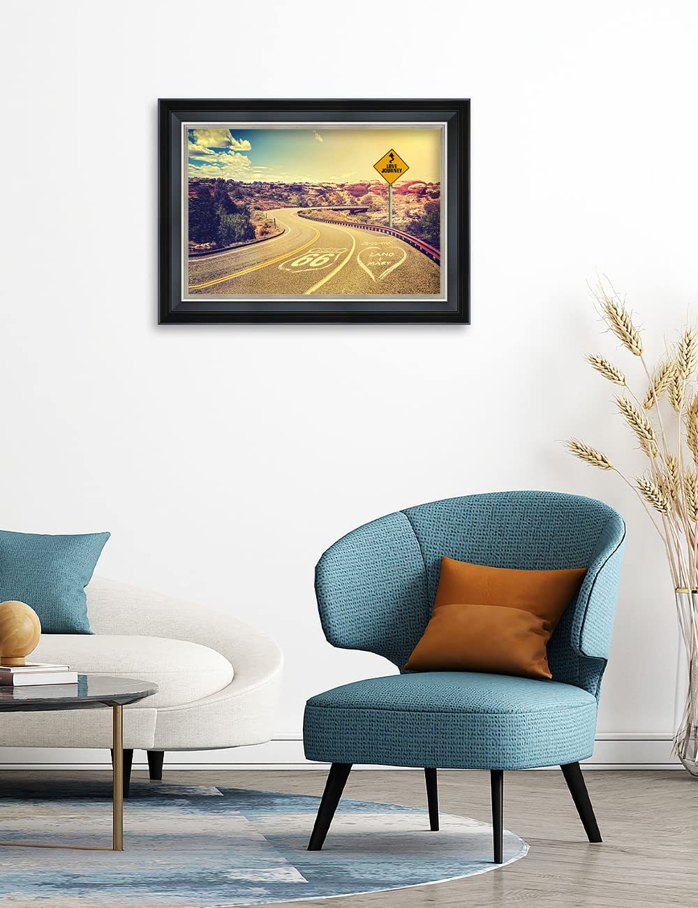 Ipic - Love Journey Personalized Framed Wall Art With Names And Date On, Giclee Prints With Solid Wood Frame, Customized Gift An