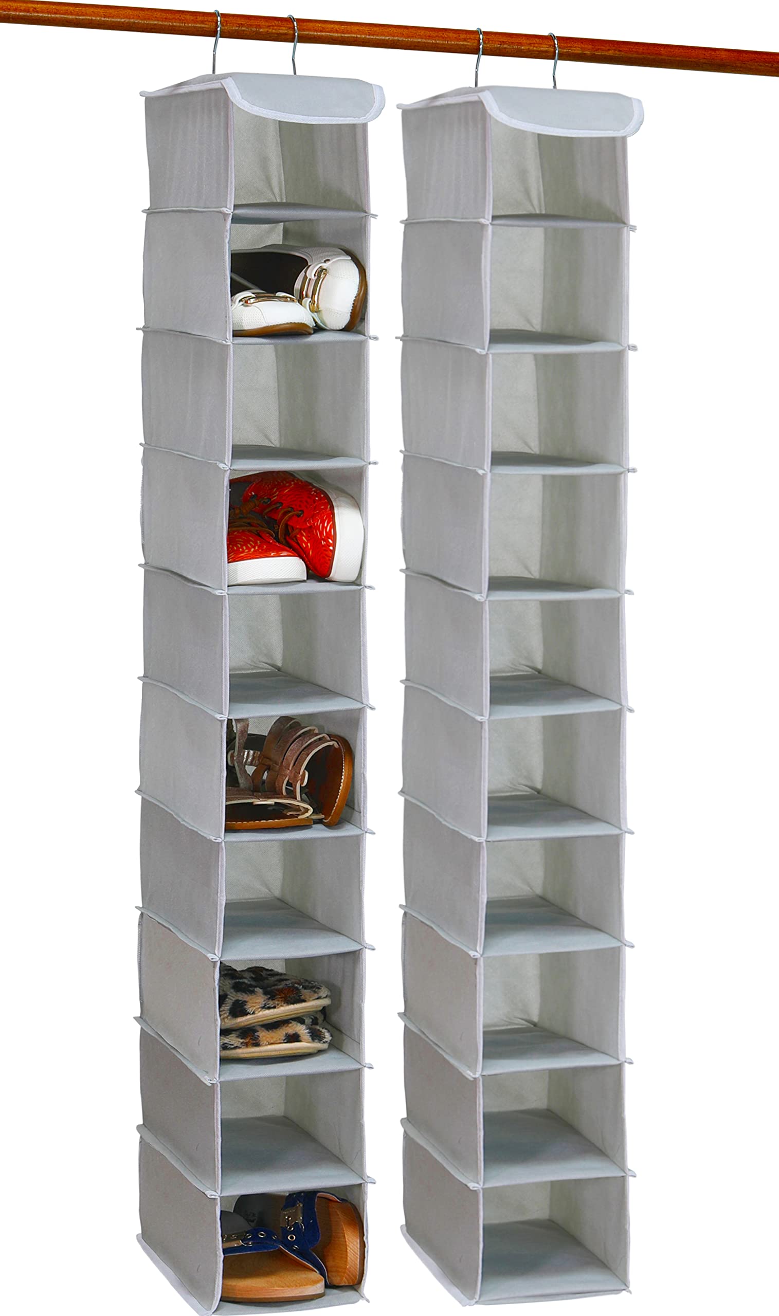 Simple Houseware 2 Pack 10 Shelves Hanging Organizer, Grey