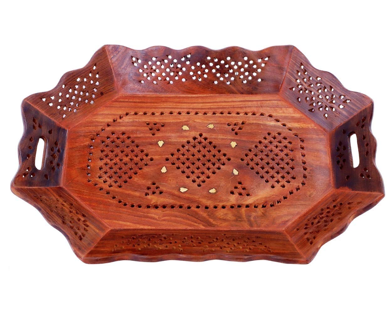 Ch Wooden Serving Tray Large Tea Tray For Serving 6 Cups, Dining Table Decorative Items, Great Gift As Table Decor