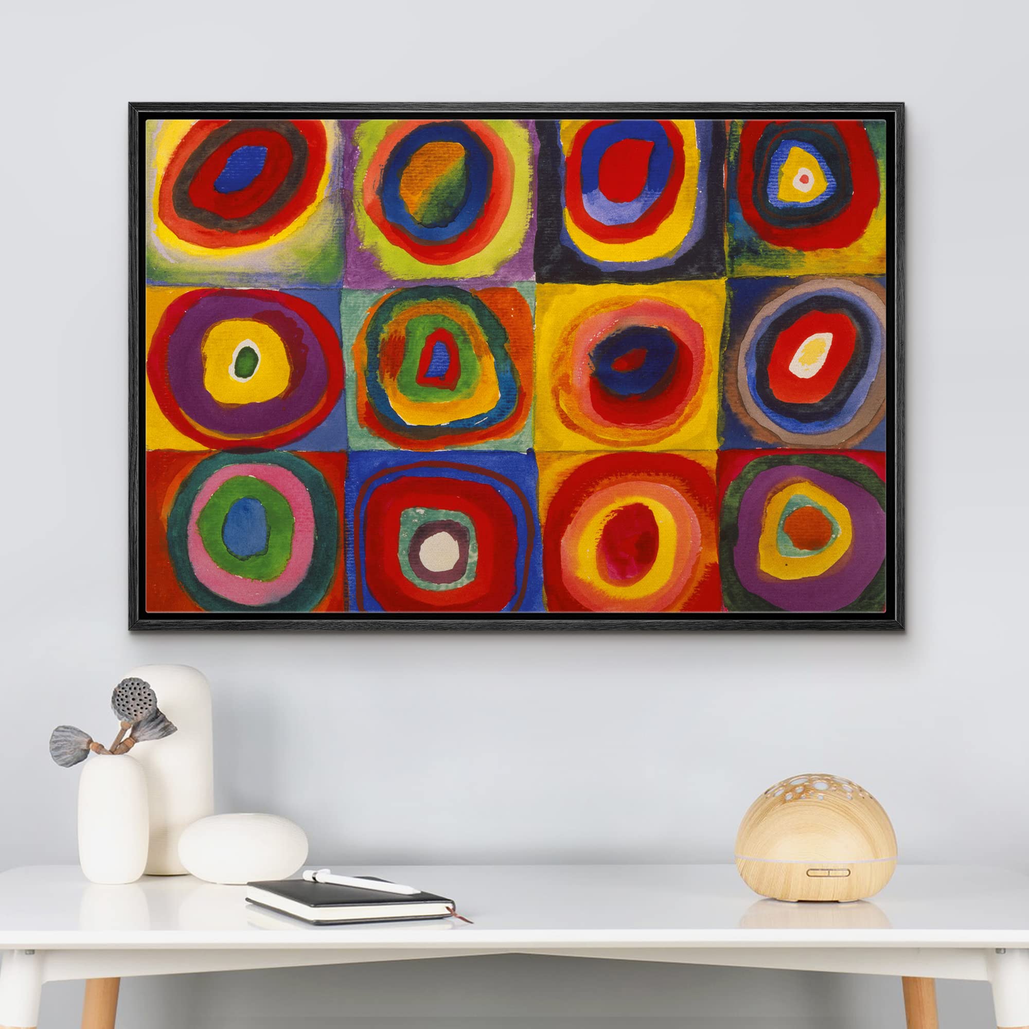 Abstract Framed Canvas Art Squares With Concentric Squares With Concentric By Wassily Kandinsky Giclee Framed Canvas Prints Wrap