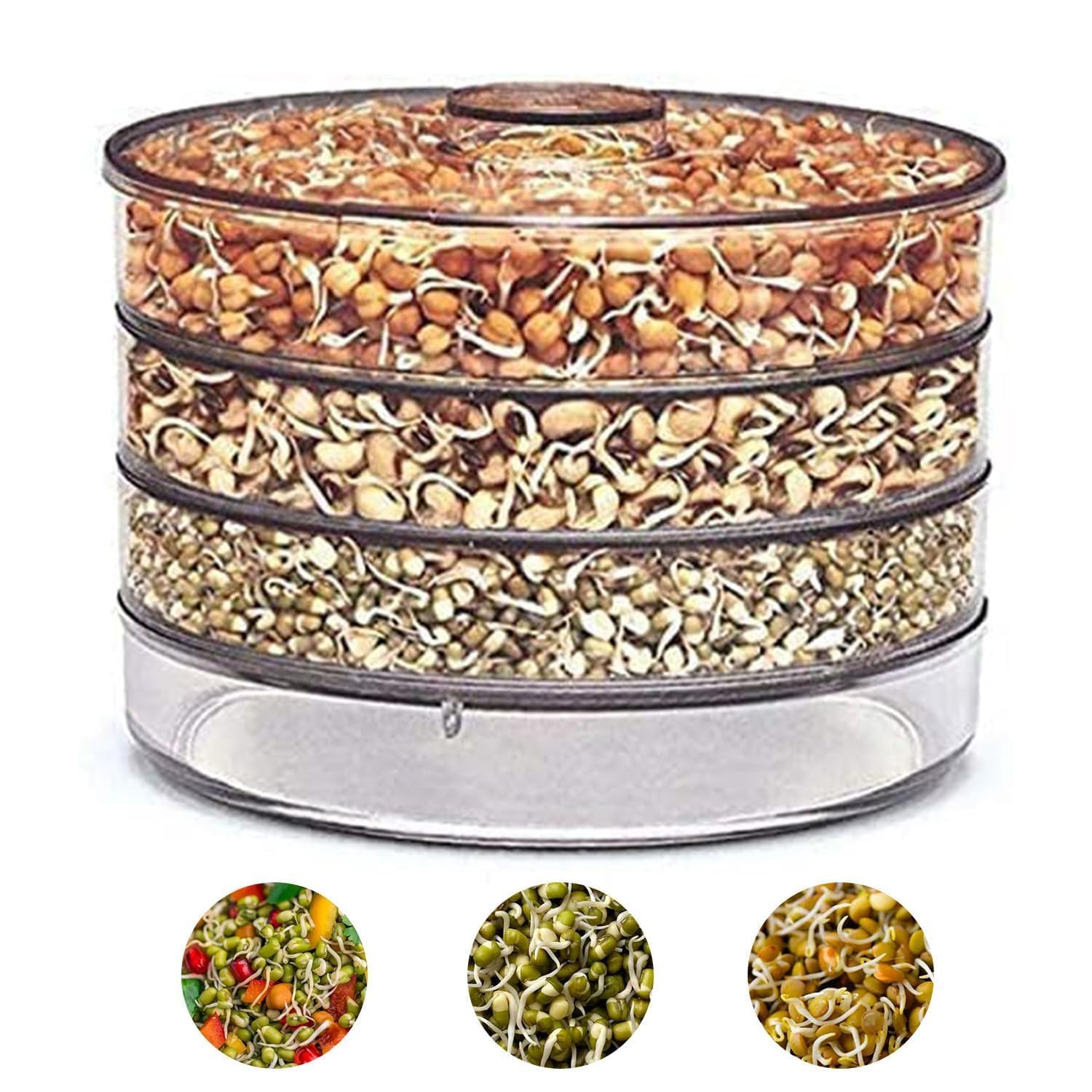 Shuttle Art 2025 Upgraded Plastic Hygienic Sprout Maker Box With 4 Container Organic Home Making Transparent Fresh Sprouts Maker