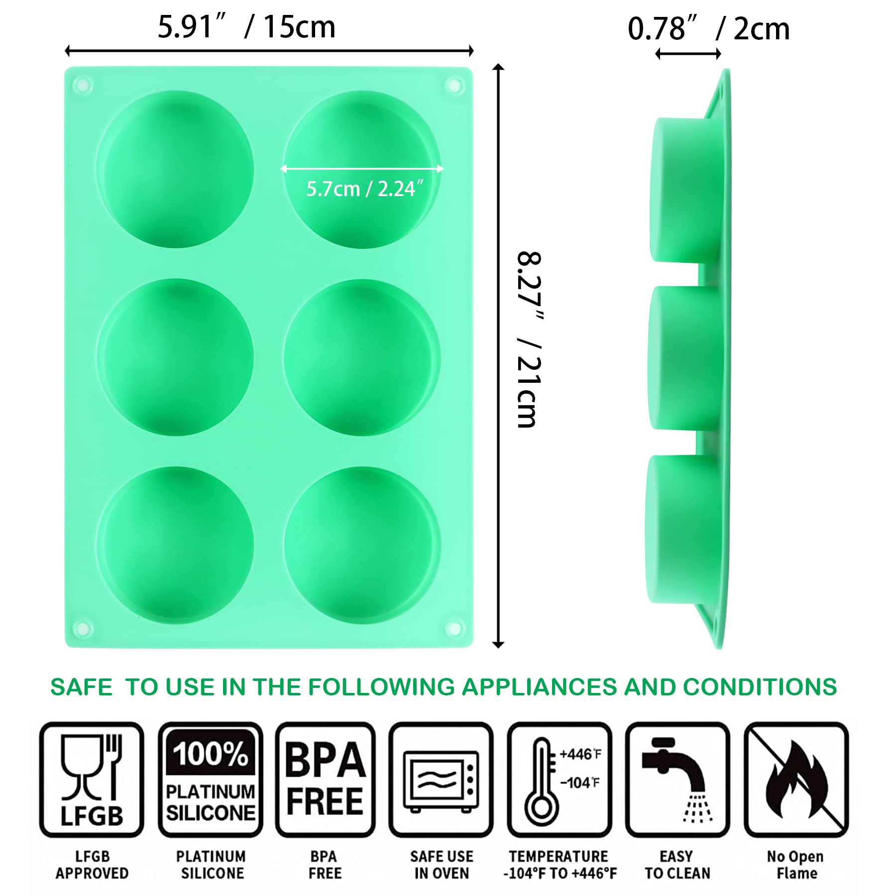 Siodisr 2Pcs Oreo Cookie Chocolate Silicone Mold, 6-Cavity Round Cylinder Oreo Chocolate Cover Molds For Candy, Silicone Baking
