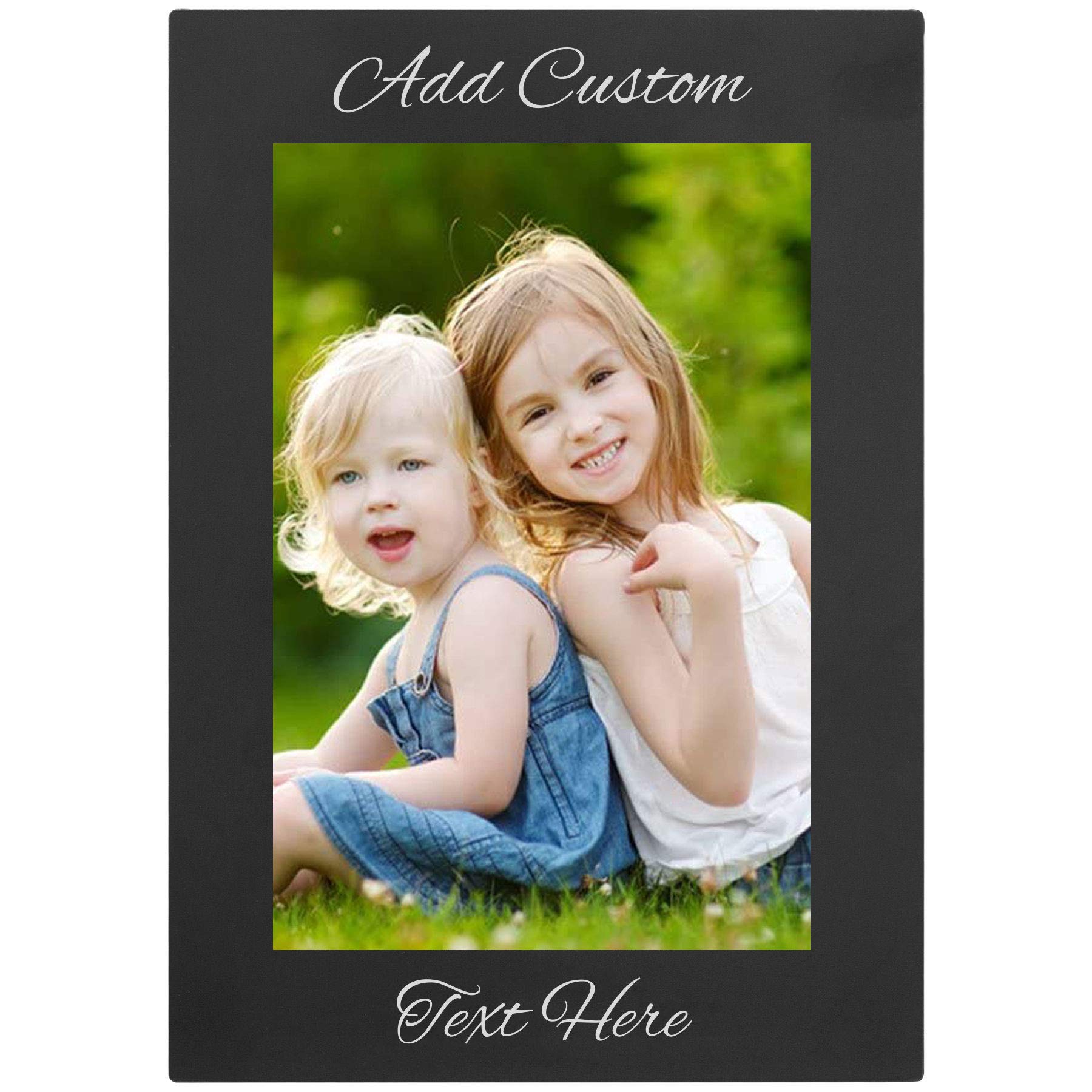 Personalized Add Your Custom Text Engraved Anodized Aluminum Hanging/Tabletop Personlized Group Family Photo Picture Frame 4x6-i