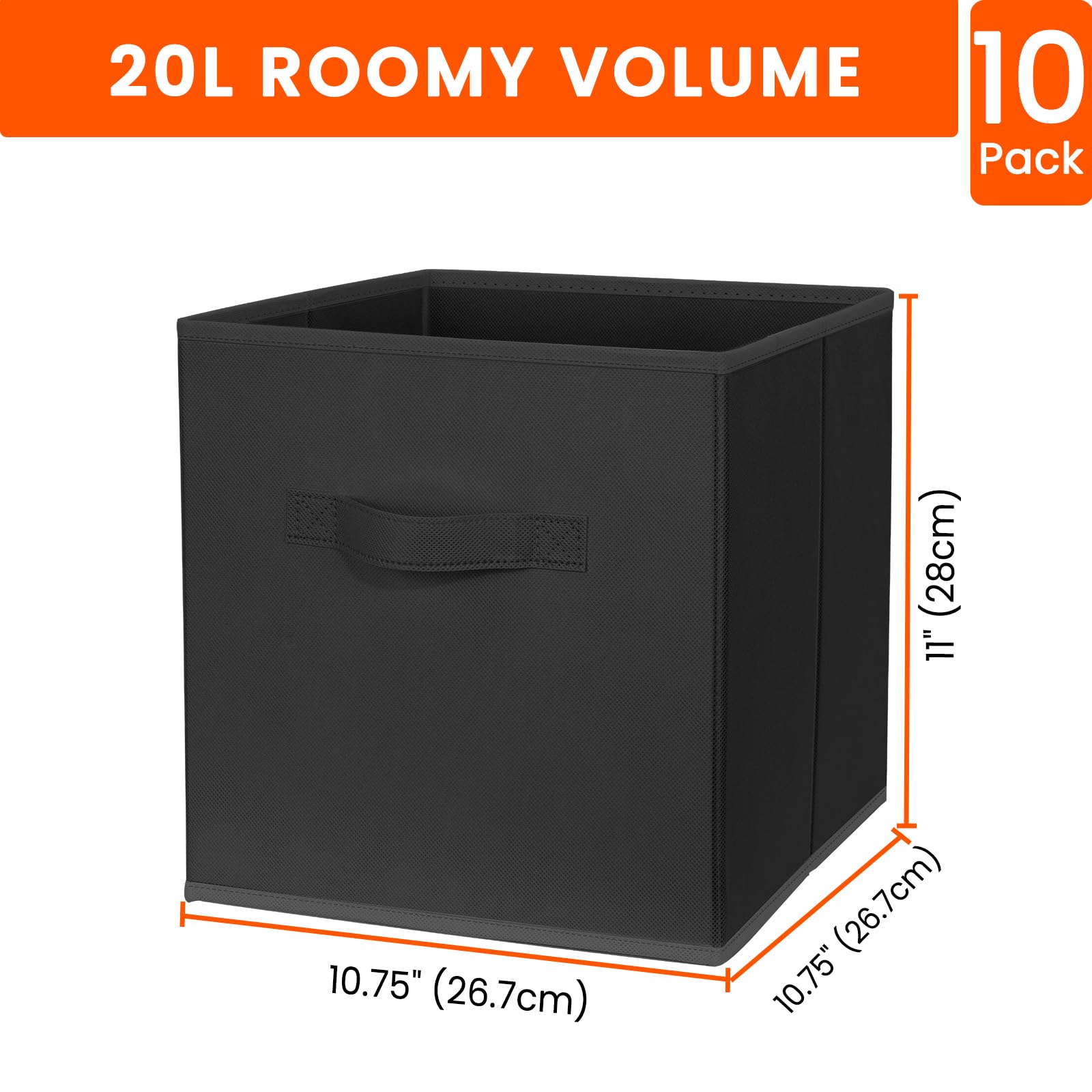 Criusia Storage Cubes, 11 Inch Clothes Storage Bins For Shelves Closet (10 Pack), Fabric Collapsible Storage Bins With Dual Hand