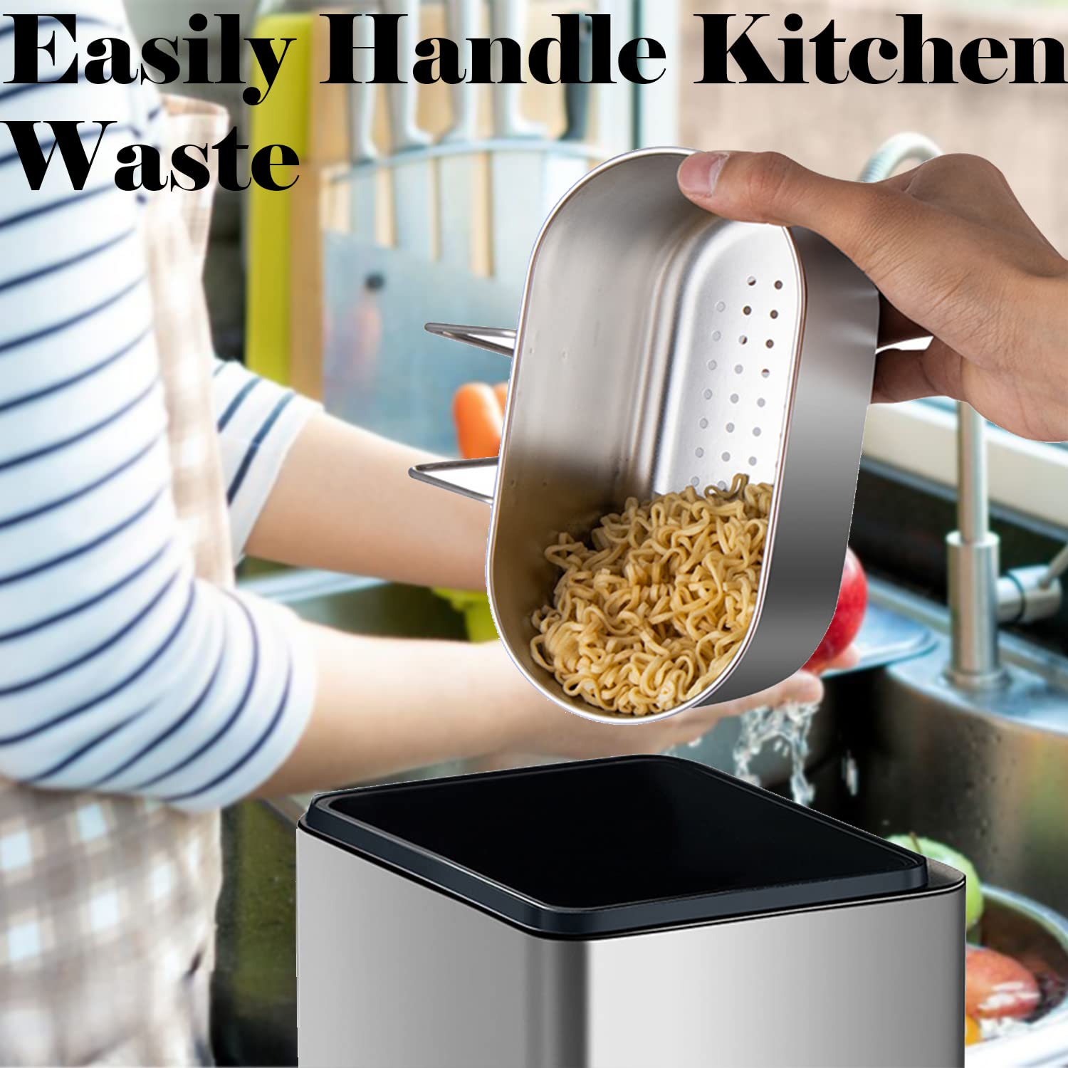 Stainless Steel Sink Drain Strainer Basket, Multifunction Hanging Sink Strainer Colander Drain Basket, Kitchen Sink Food Waste F