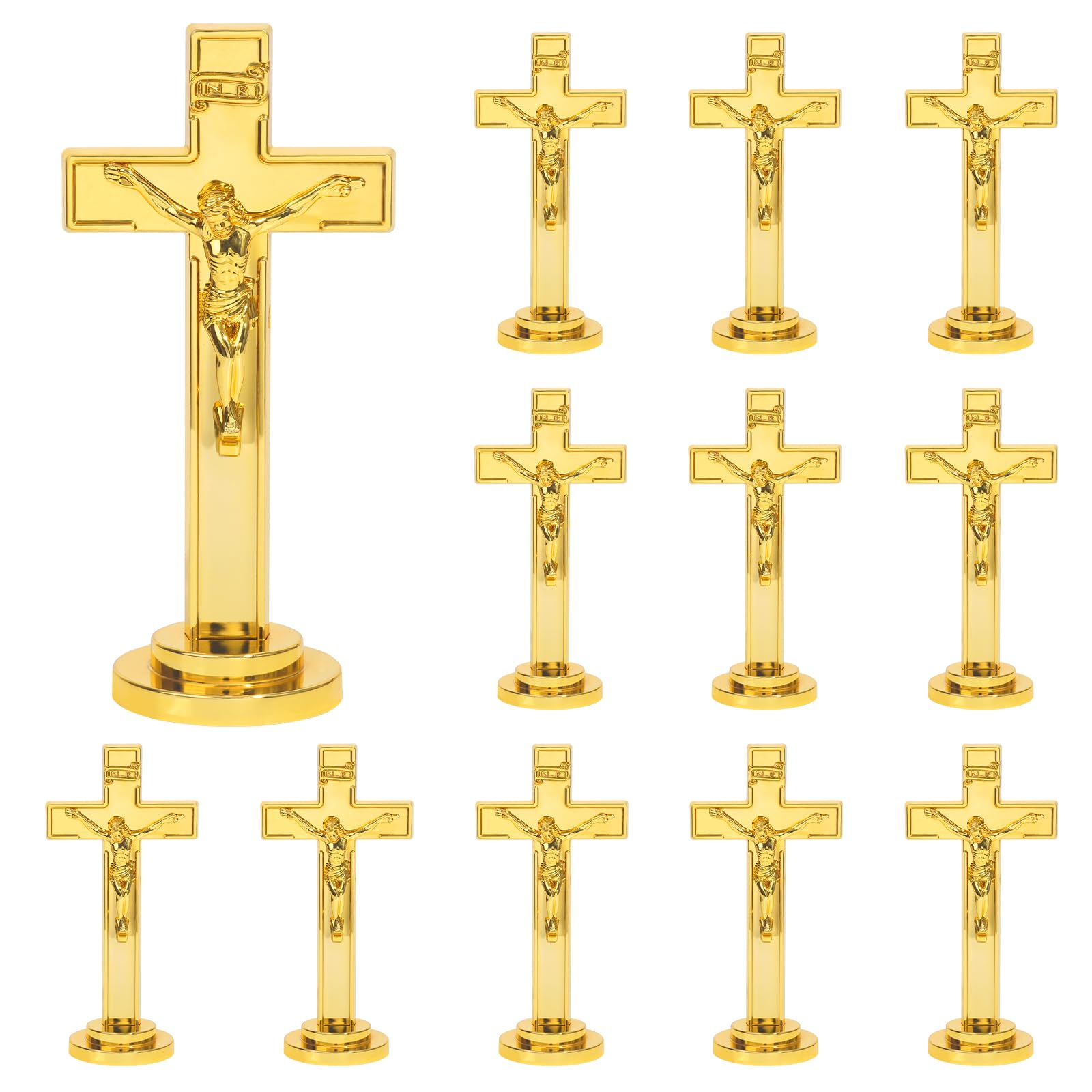NCPLYGOU 12pcs Crucifix Cross Catholic,Crucifix Standing Cross,Tabletop Cross,Plastic Desktop Wall Mounted Jesus Christ Catholic