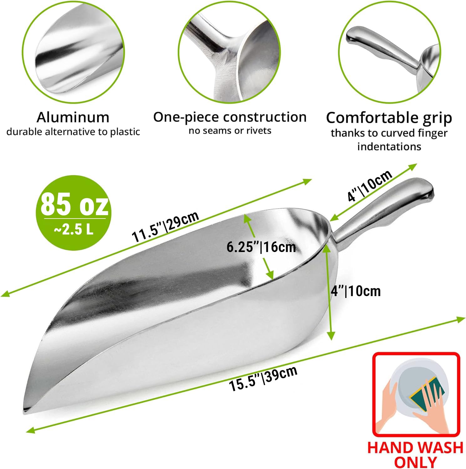 Cusinium 85 Oz Aluminum Ice Scoop With Holder